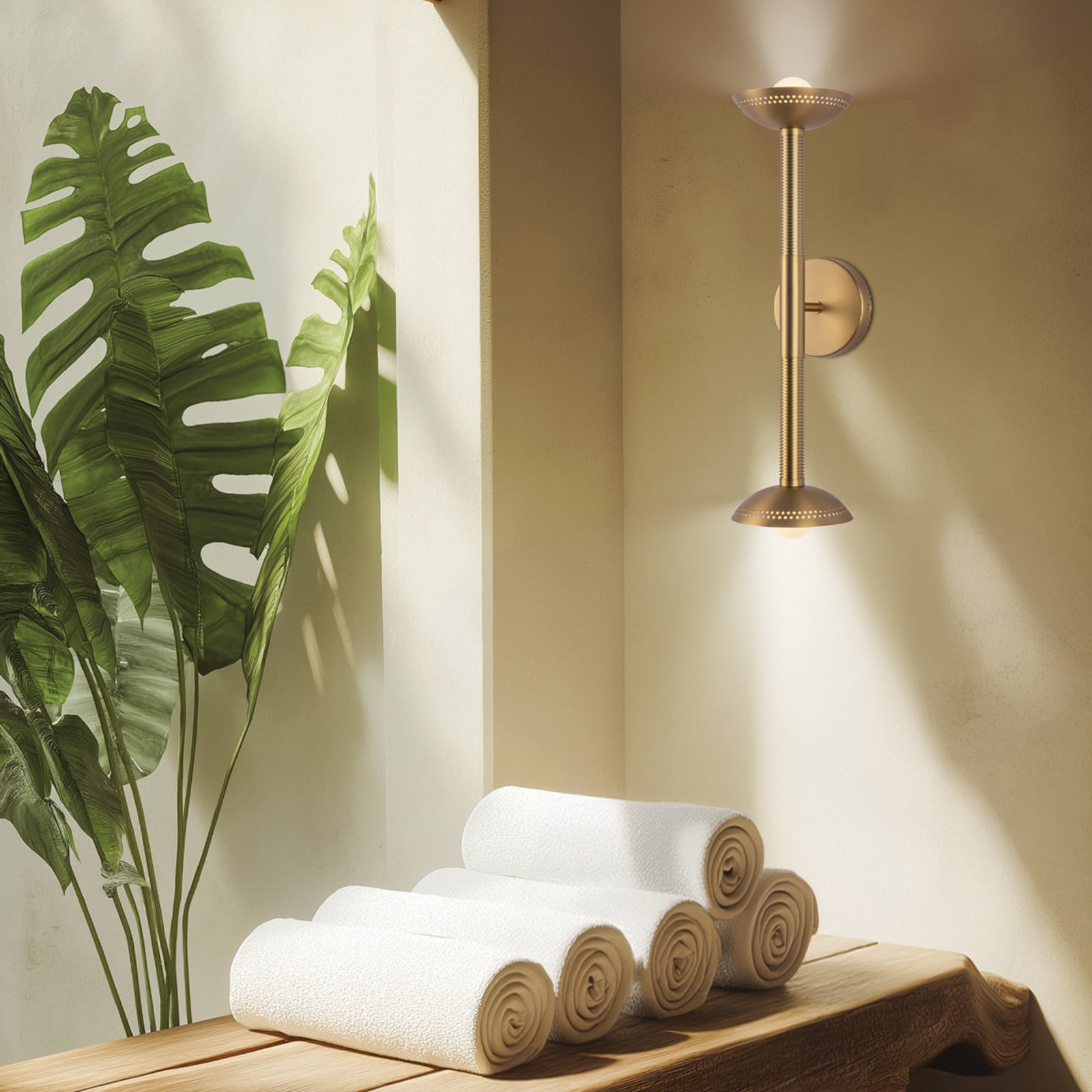 Candeeiro de parede LED Arden, dourado, 57 cm, 2 lâmpadas, metal, regulável - Candeeiro de parede LED Arden, dourado, 57 cm, 2 lâmpadas, metal, regulável -