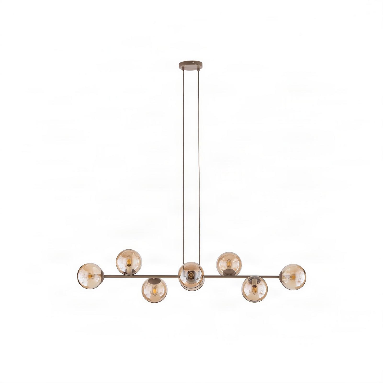 Lampada a sospensione Rossi, beige, lunghezza 130 cm, a 8 luci, vetro/metallo Lampada a sospensione Rossi, beige, lunghezza 130 cm, a 8 luci, vetro/metallo