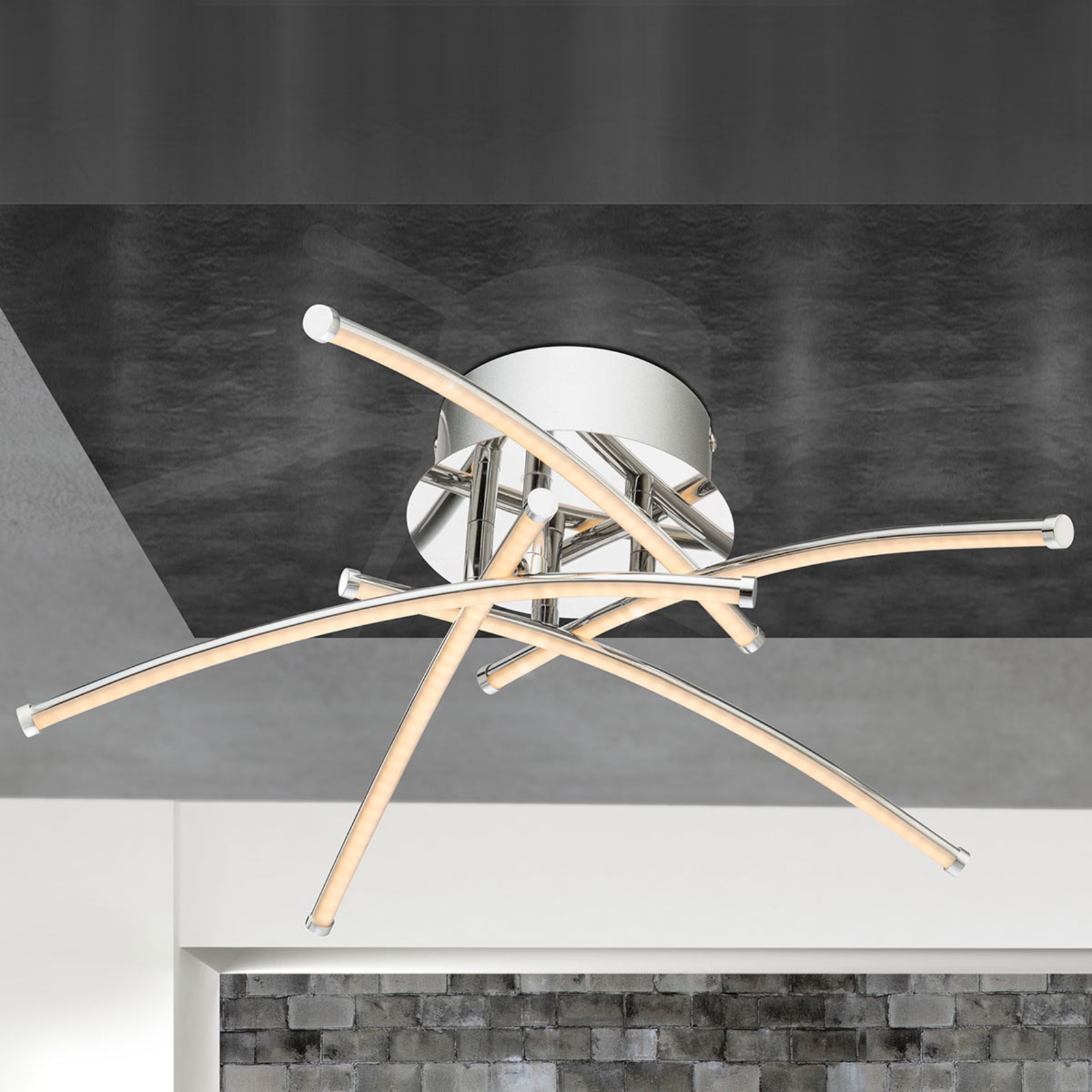 Globo Shanghai - LED ceiling lamp in a modern shape, for Living / Dining Room, metal, acrylic, 20 W, energy efficiency: A, H: 15.5 cm