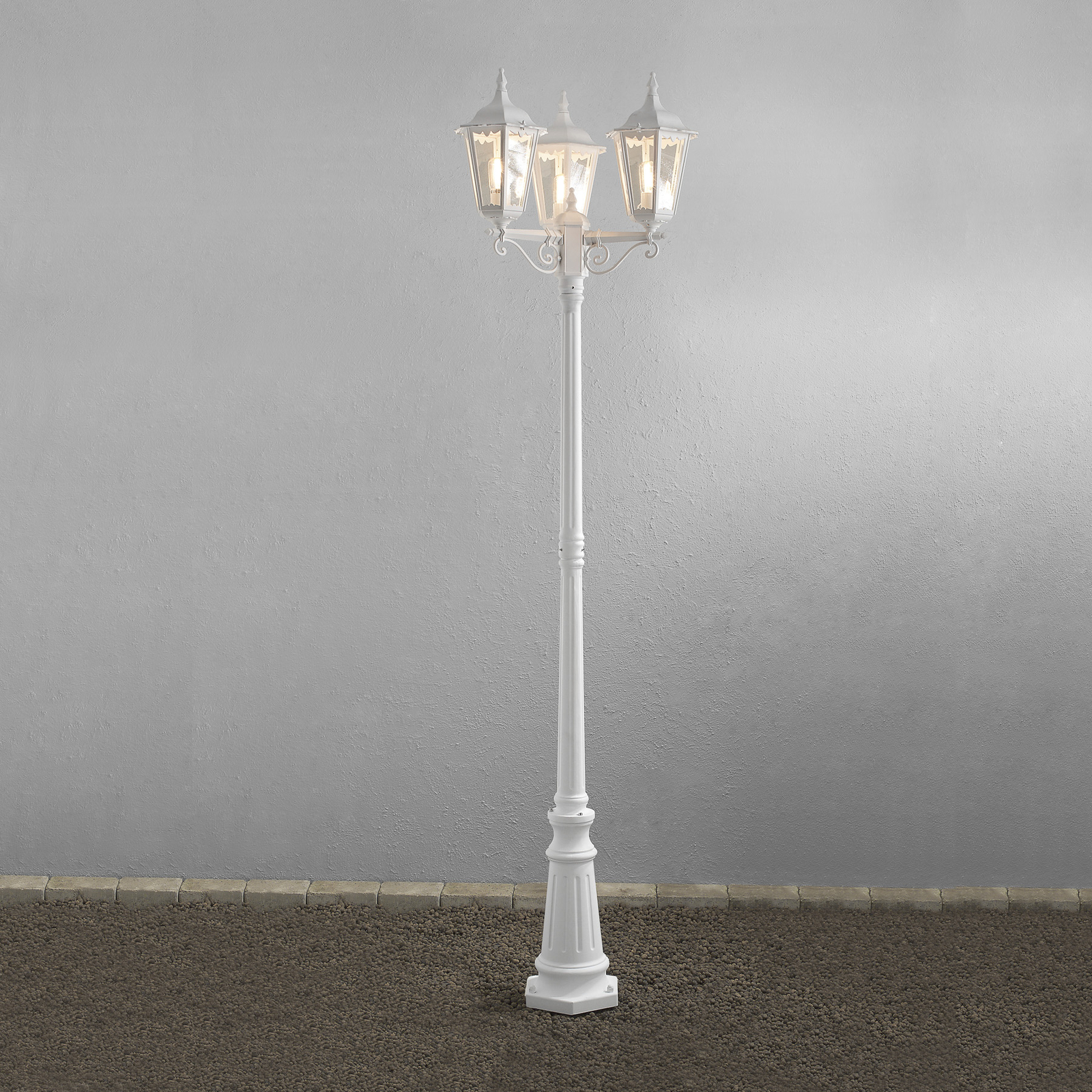 Lampe pour mât Firenze à 3 lampe, blanche