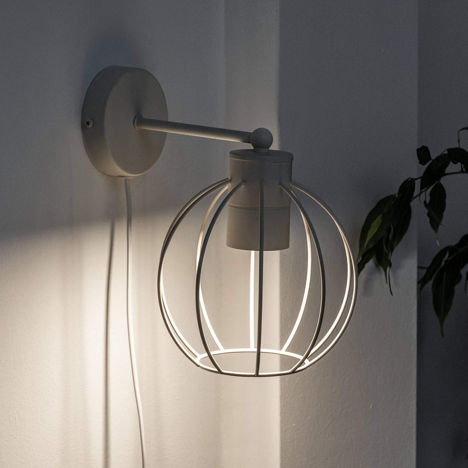 STARLIGHT lampa ścienna kremowo-biała 1-punktowa Ø 18 cm metalowa wtyczka