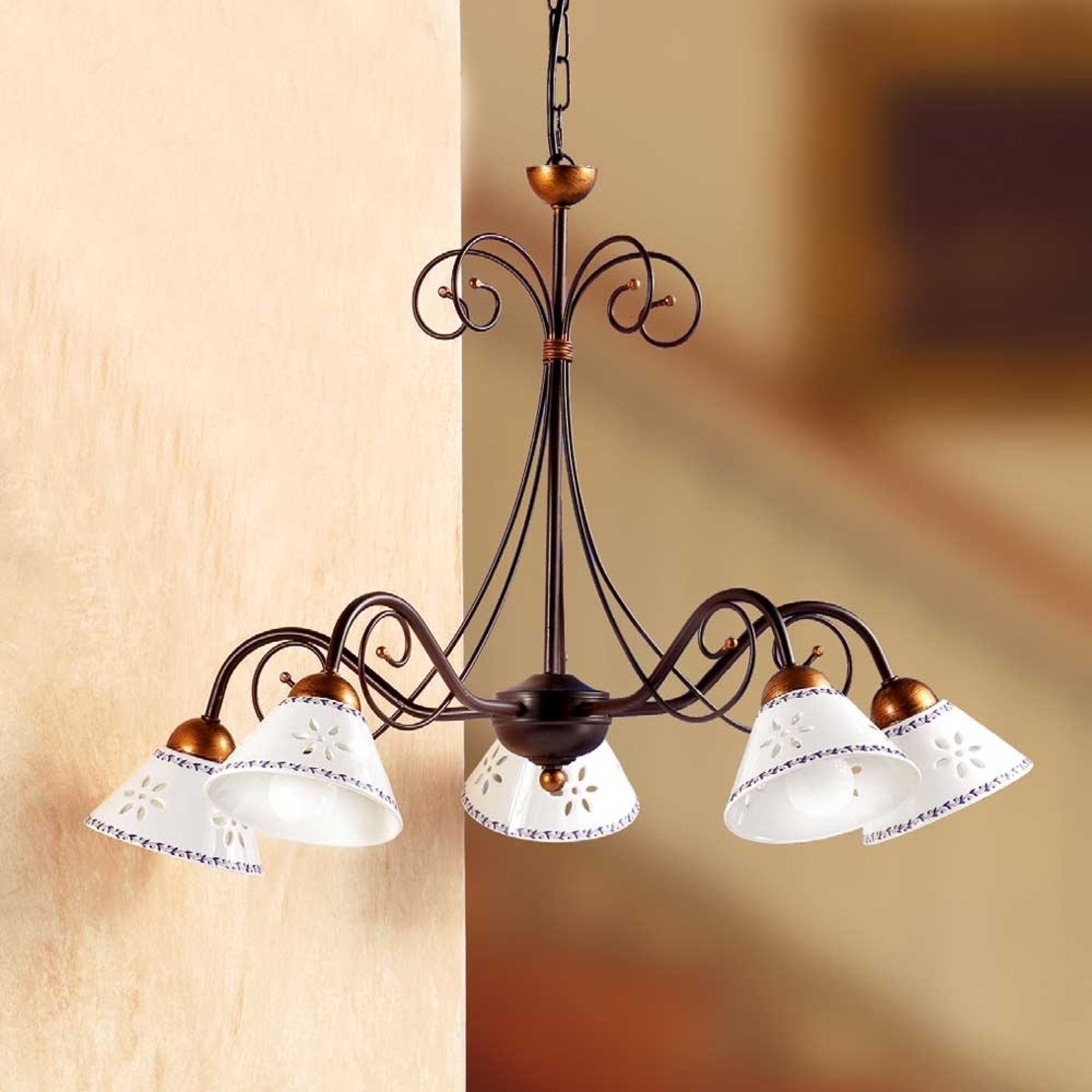 Romantische hanglamp LIBERTY, 5-lichts