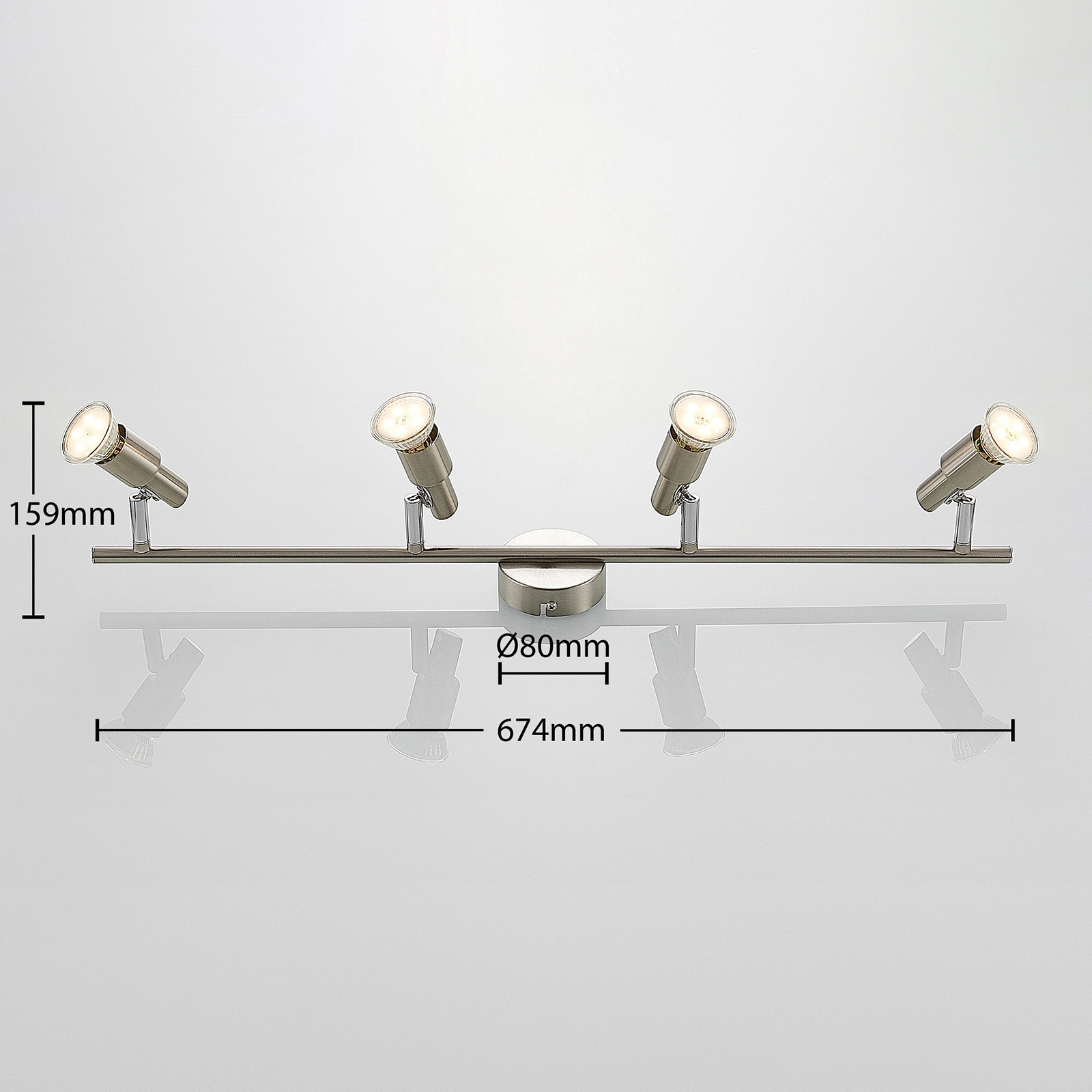 ELC Farida plafondlamp, nikkel, 4-lamps