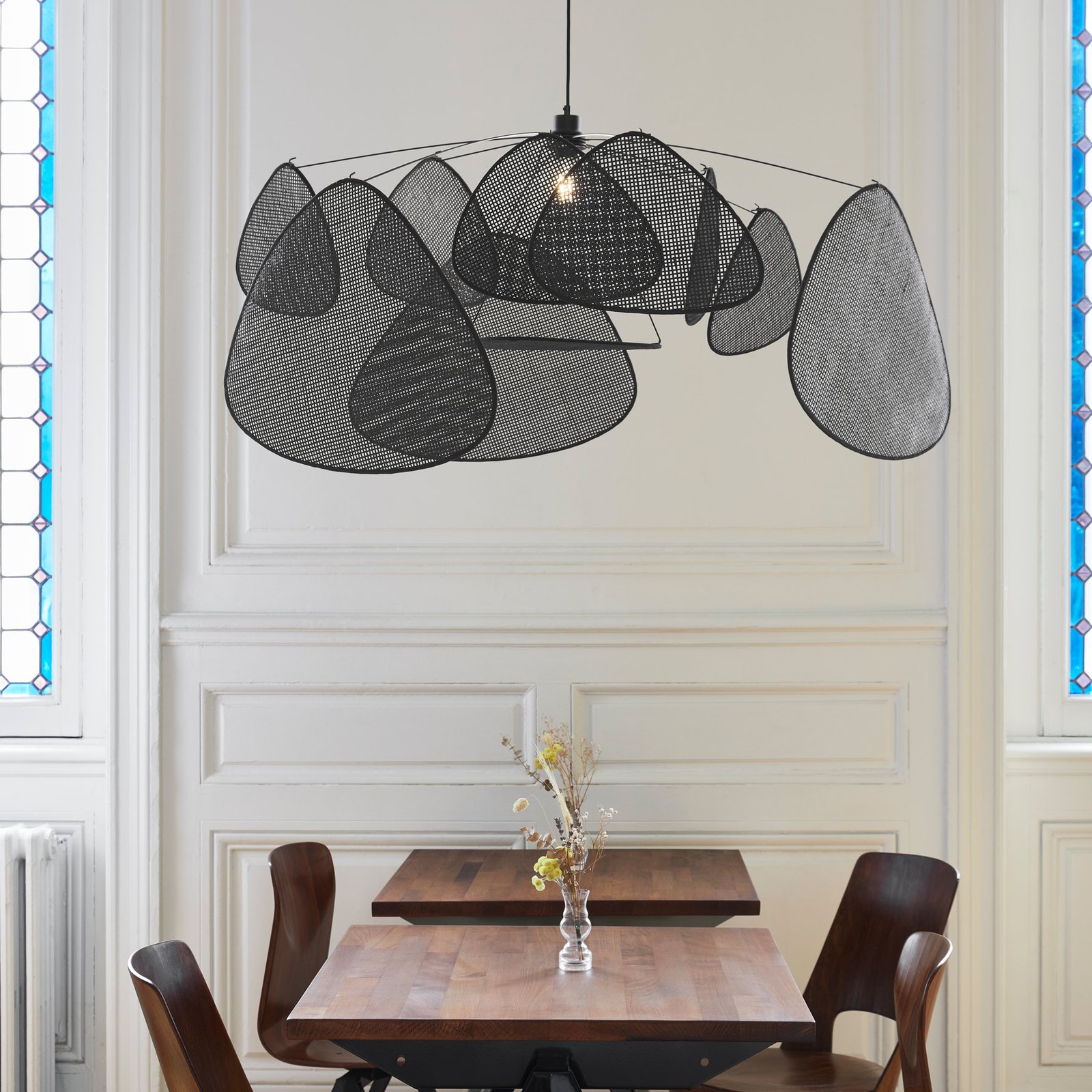 Screen XL Hängeleuchte, 60 cm, schwarz, Rattan - MARKET SET