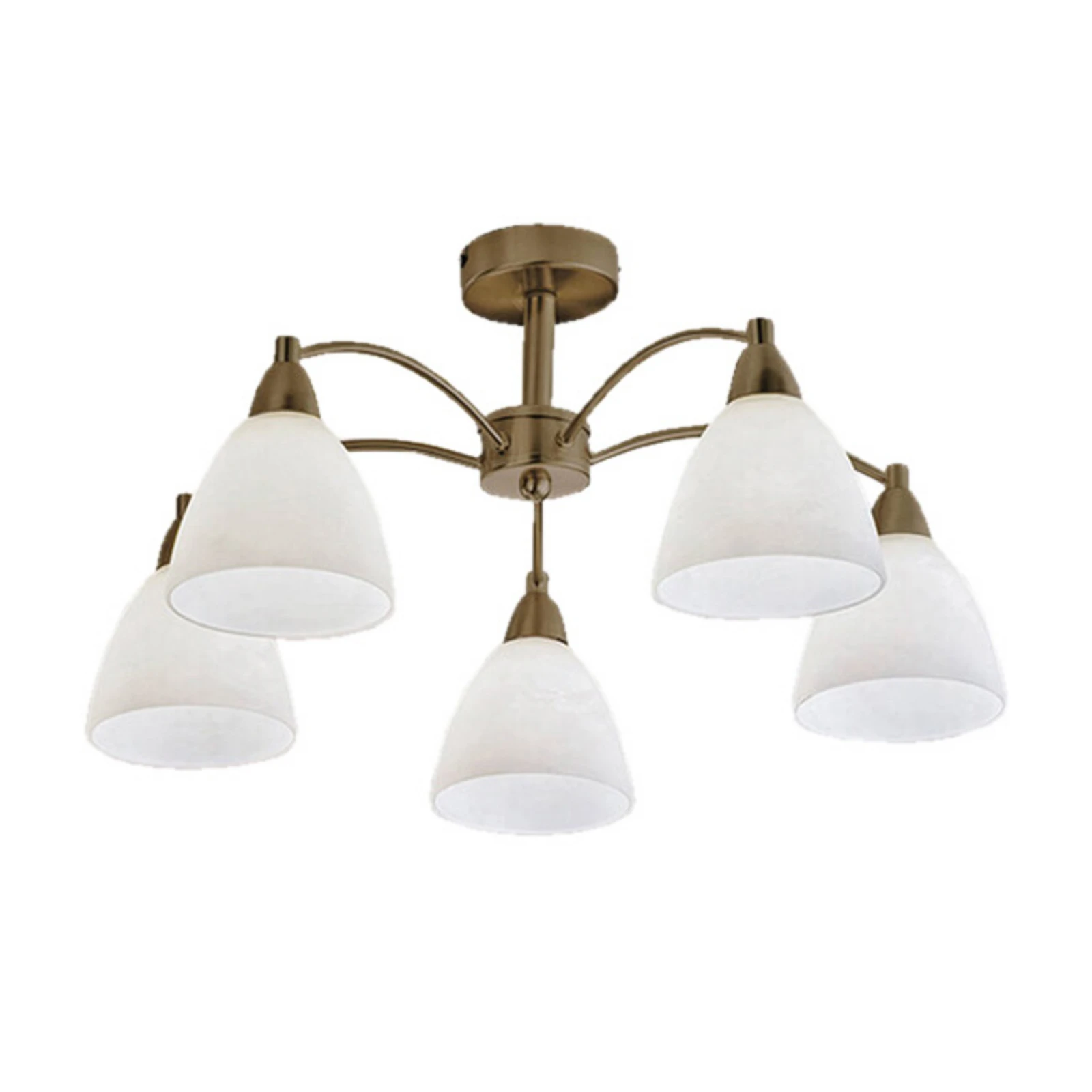 Plafondlamp Kinga in oude messing look, 5 lampen
