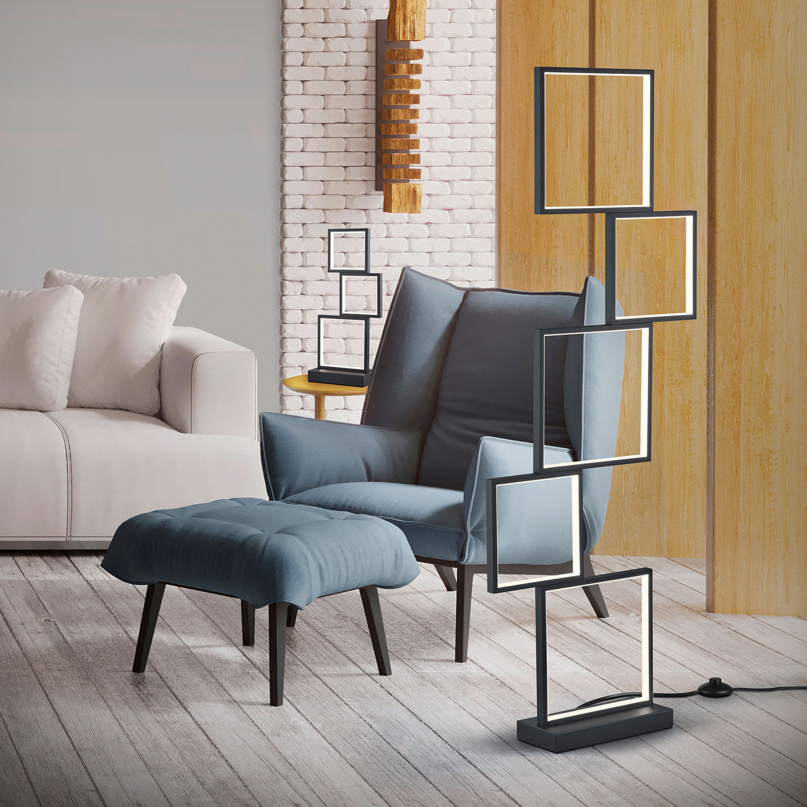 Trio Lighting Sorrento LED floor lamp, matt black, for Living / Dining Room, metal, 34 W, energy efficiency: A+, L: 48 cm, W: 12 cm, H: 125 cm