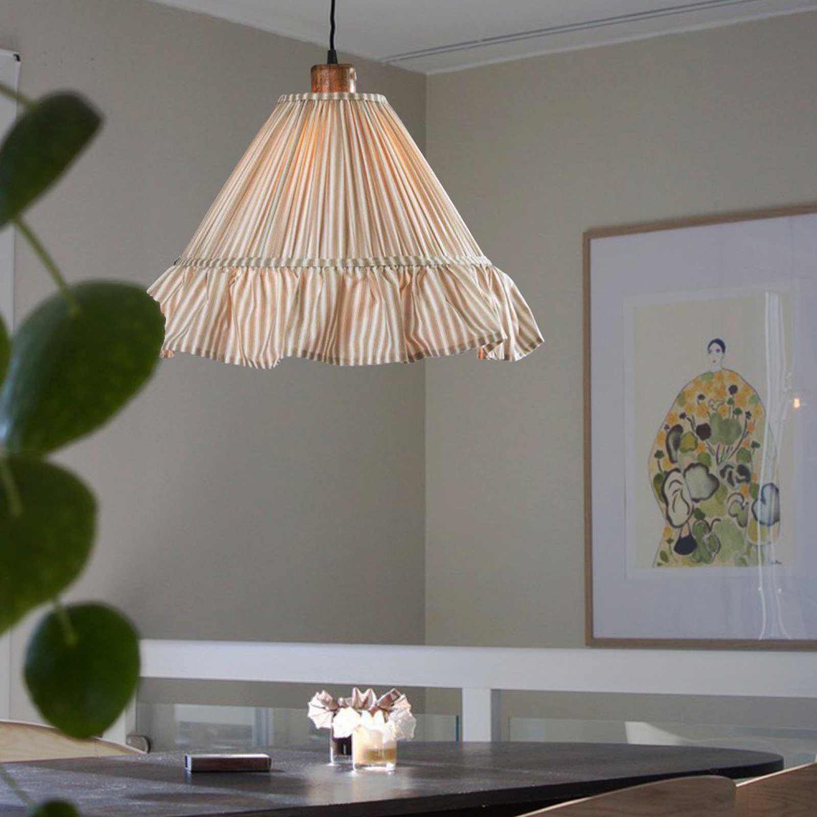 PR Home Estrid hanging light, beige, fabric, Ø 40 cm, E27 PR Home Estrid hanging light, beige, fabric, Ø 40 cm, E27