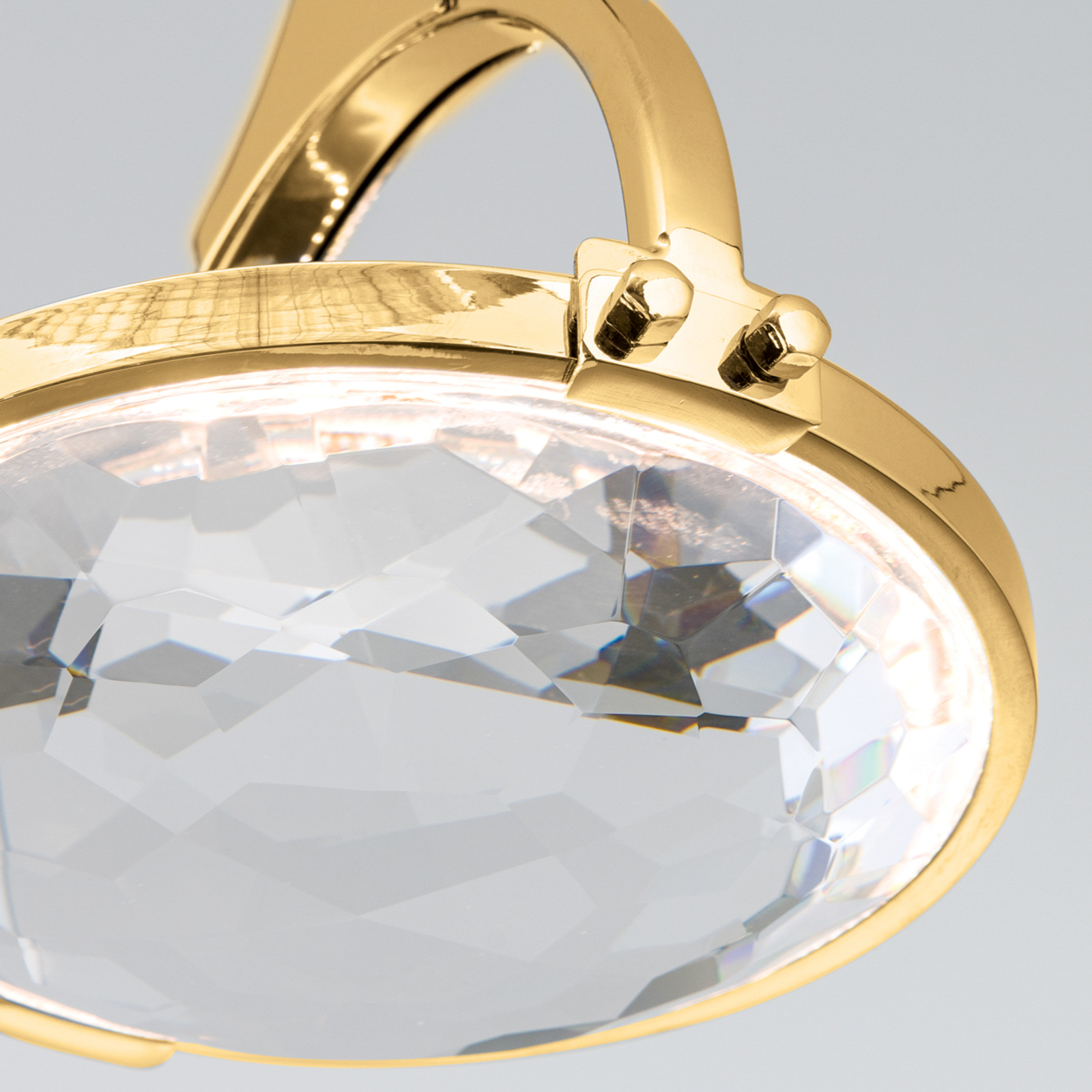 Moon LED pendant, K9 crystal glass, 1-bulb, gold