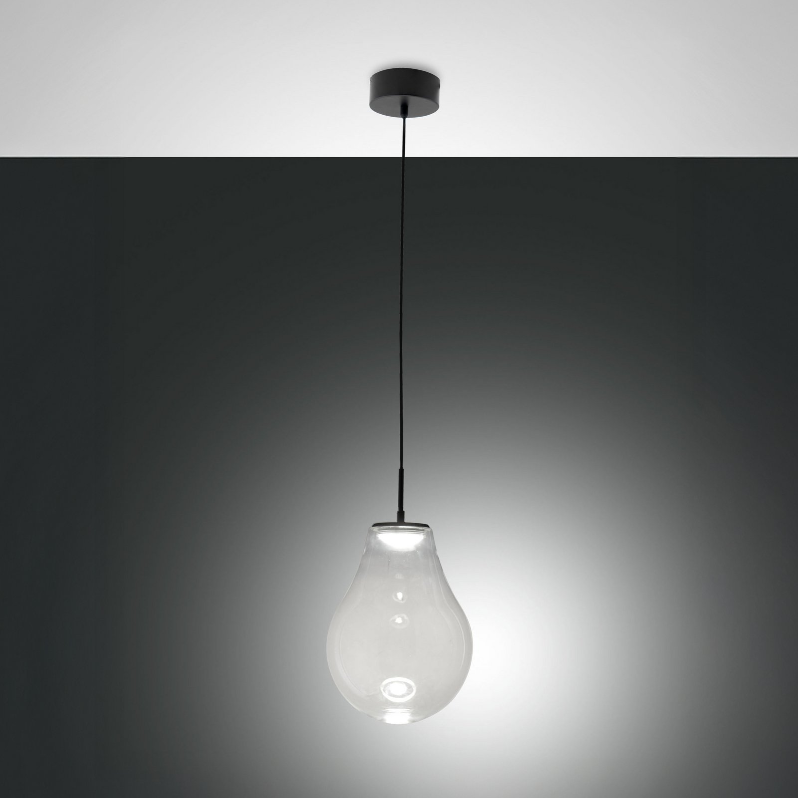 Noa LED pendant light, clear, glass, Ø 25 cm, CCT, dimmable