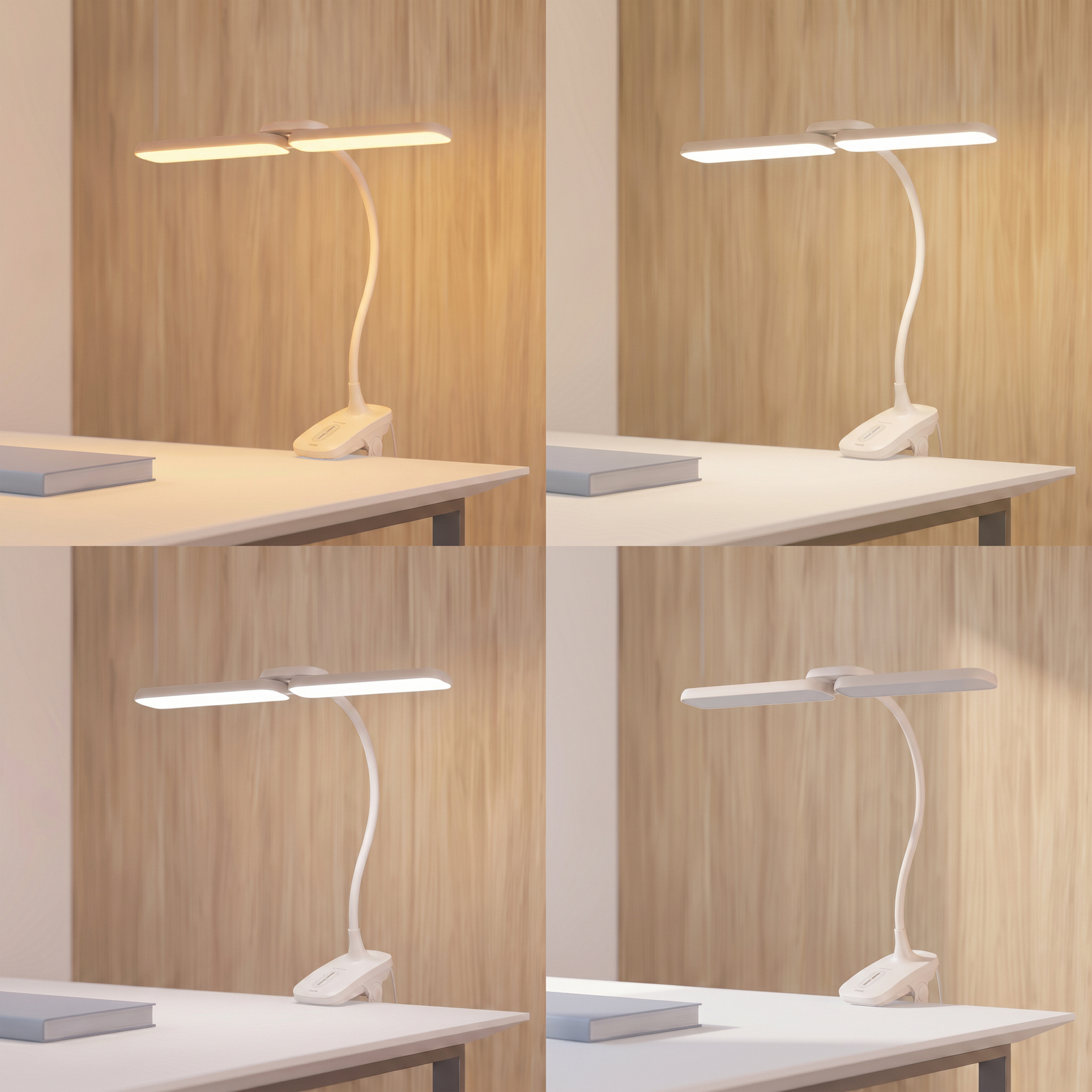 Lampe à pince Meldem, batterie rechargeable, blanche, à intensité variable, Lampe à pince Meldem, batterie rechargeable, blanche, à intensité variable,