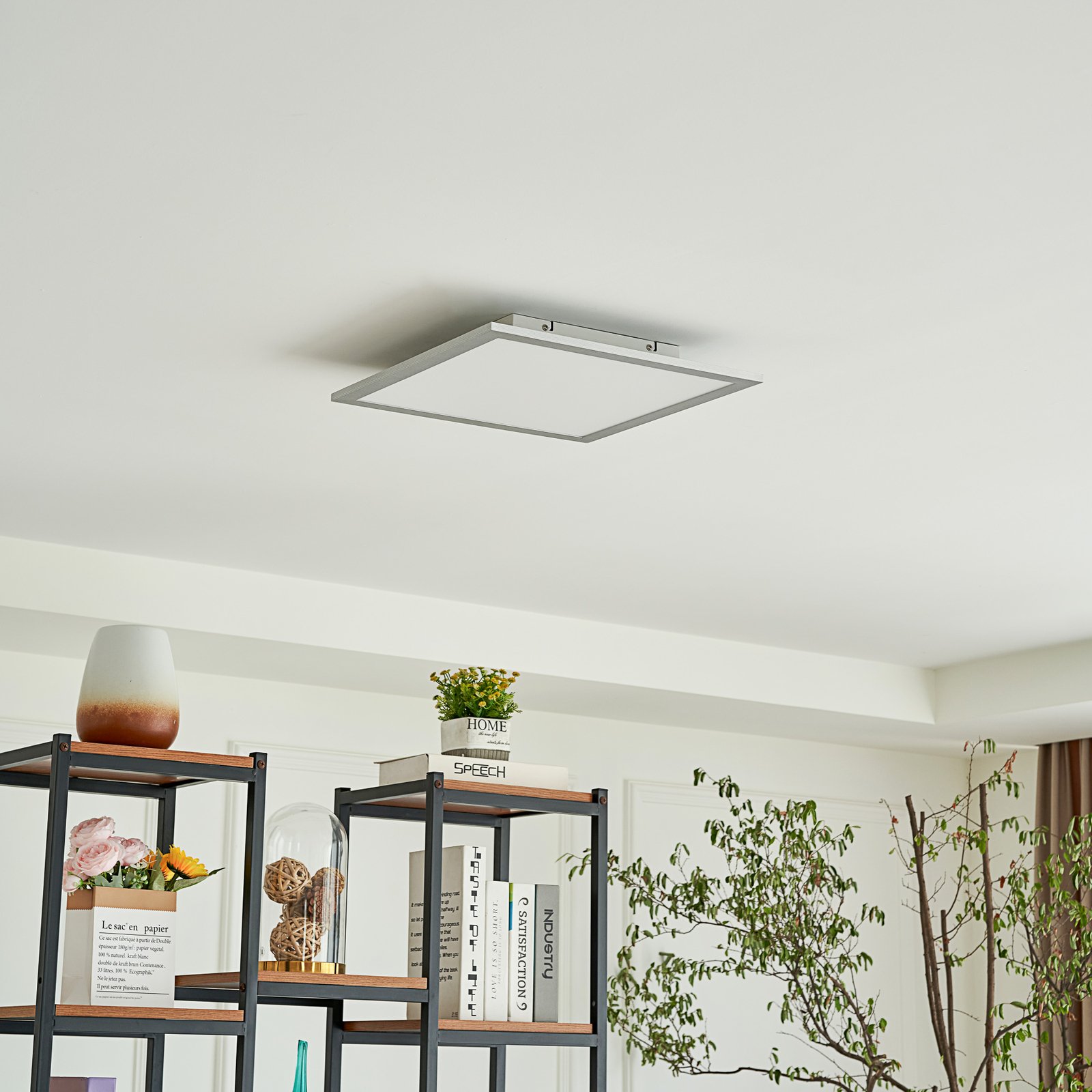 Livel LED Plafonieră CCT 40x40 White/Silver - Lindby