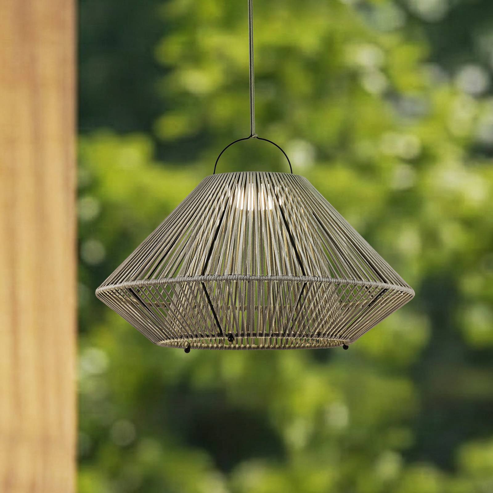 Lindby LED-Solarhängelampe Austas, grau, Ø 50 cm, USB, IP54 günstig online kaufen