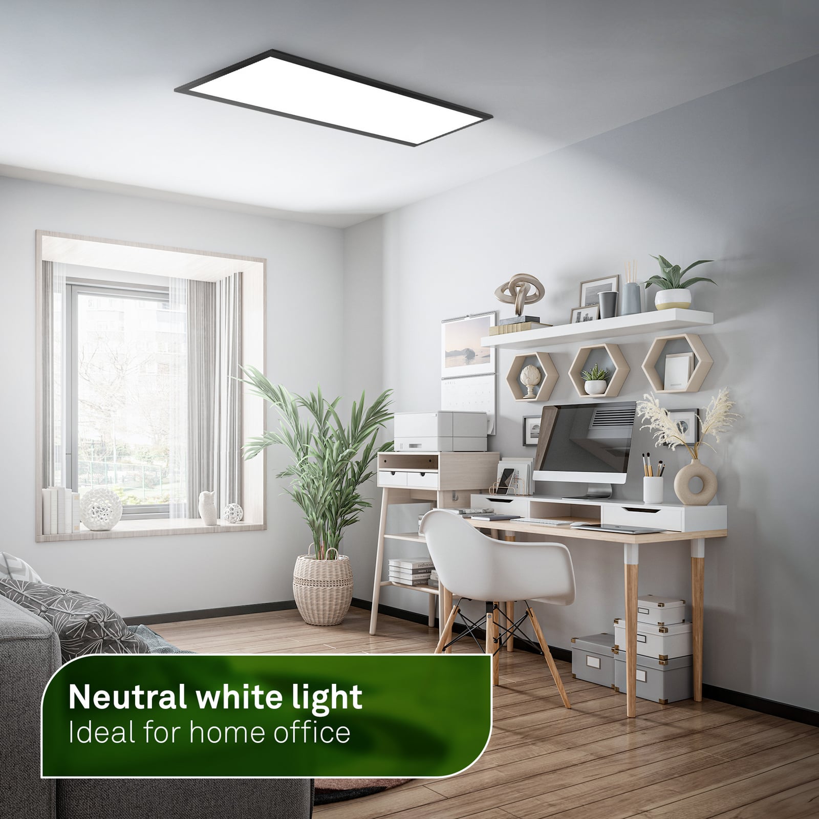 Piatto A LED panel, black, 100 x 25 cm, remote control, 12.6 W