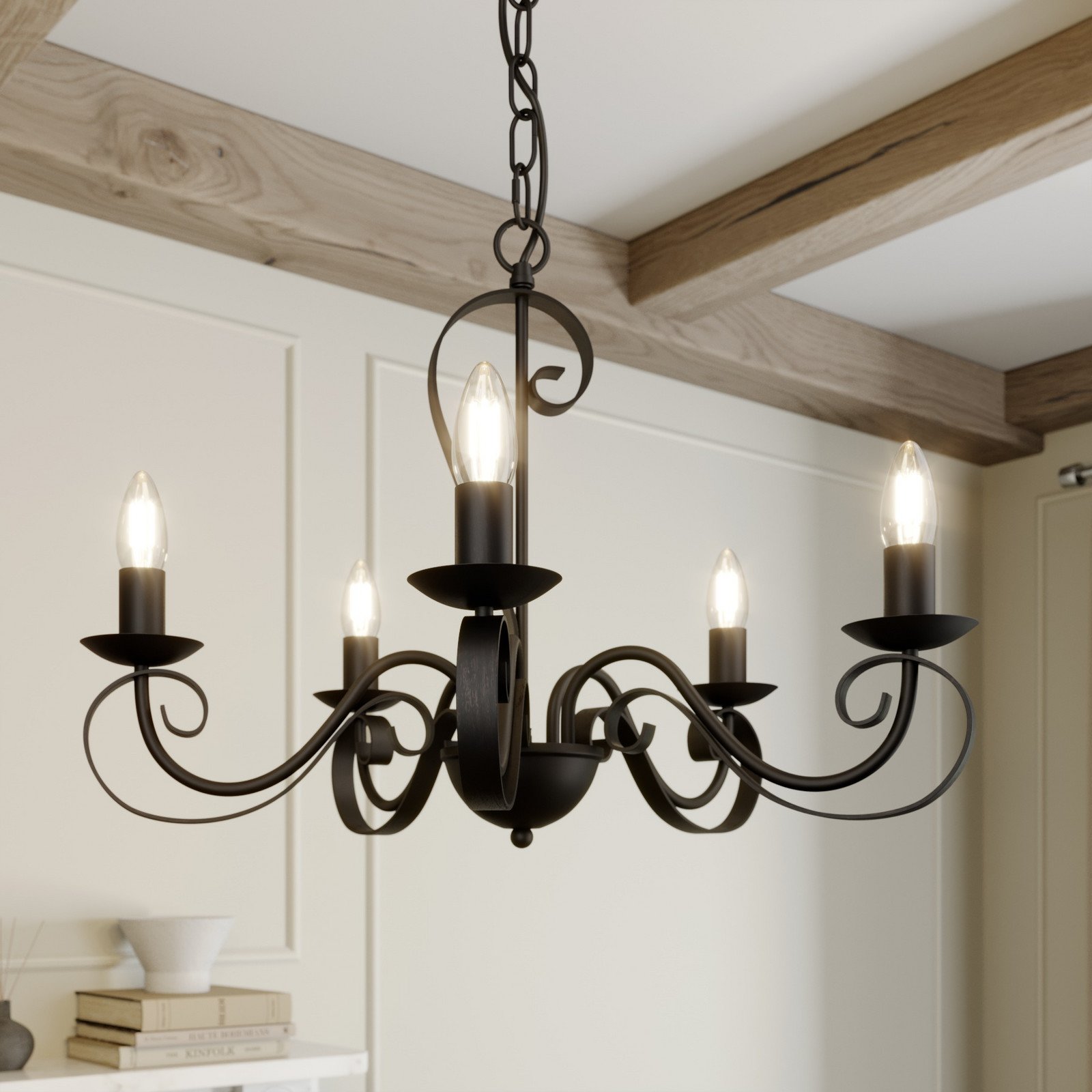Lindby Shervan candelabru 5 becuri maro - Camera de zi / sufragerie - Antichitate - maro antic - Metal