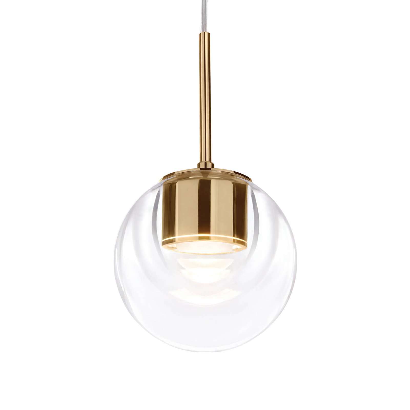 Kundalini Dew LED pendant light, one-bulb brass