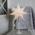 Romantic standing star with a wooden frame, white