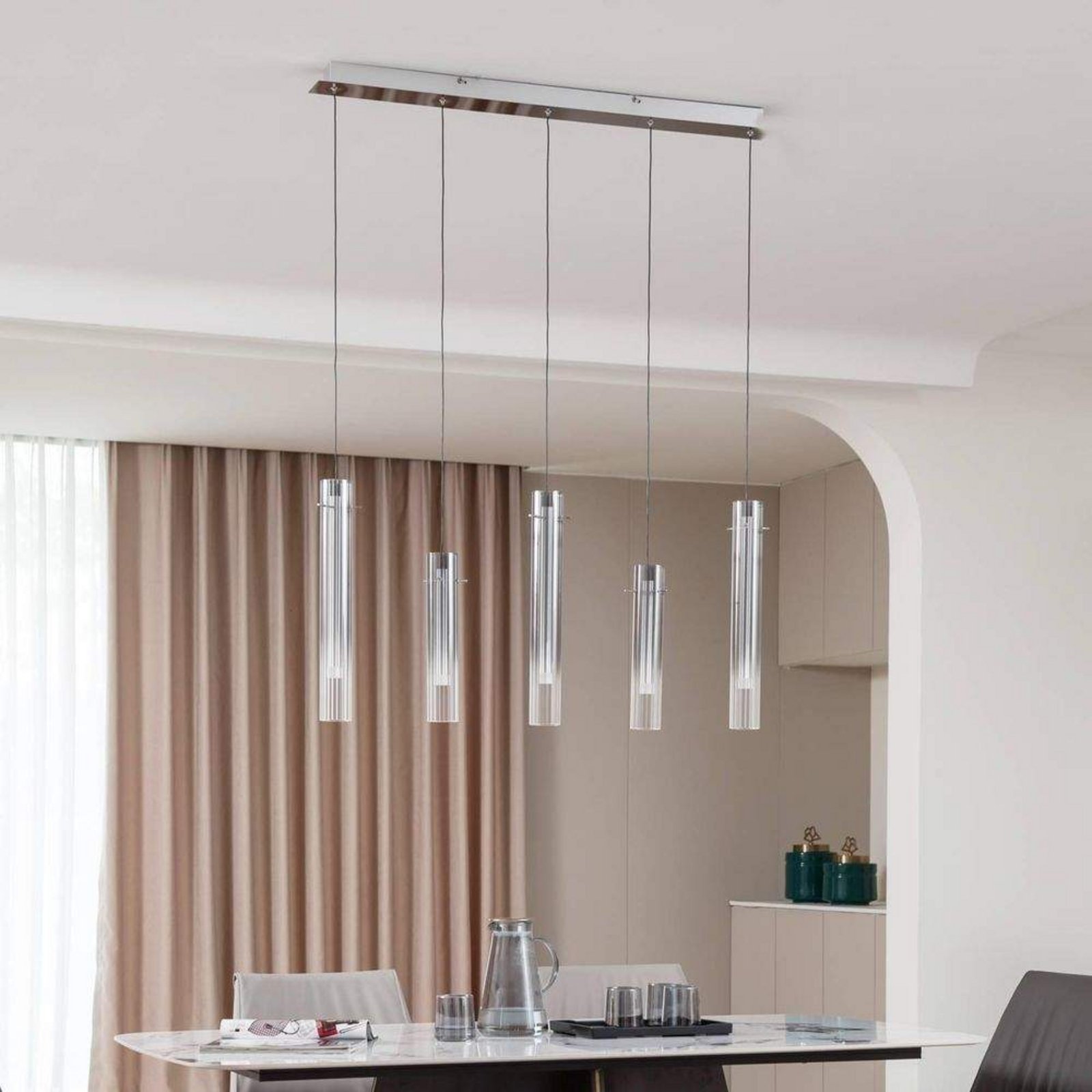 Korvitha 5 LED Závěsné Světlo Kouř/Stříbrná - Lucande