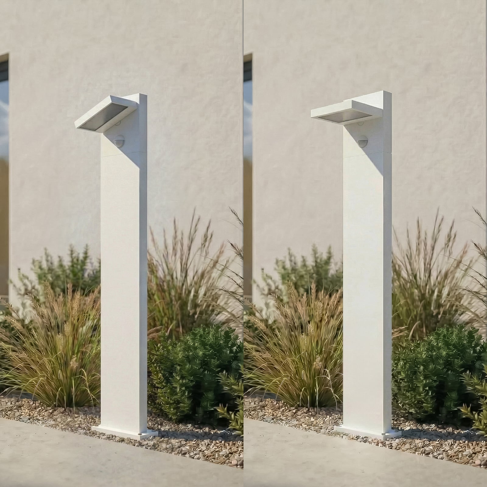 Silvan LED-gadelampe, sensor, IP54, hvid, 100 cm, aluminium - Lucande