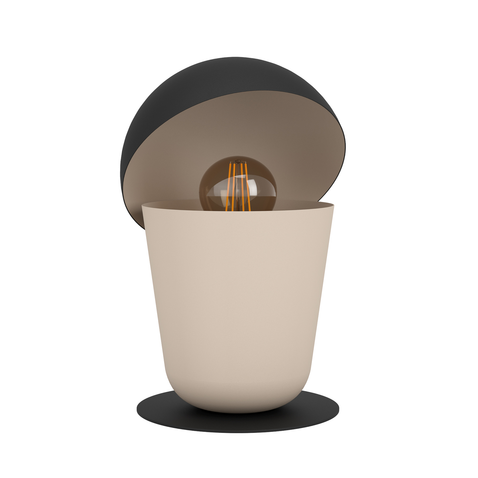 Настолна лампа Batabano с капак, пясъчен цвят/черно Настолна лампа Batabano с капак, пясъчен цвят/черно