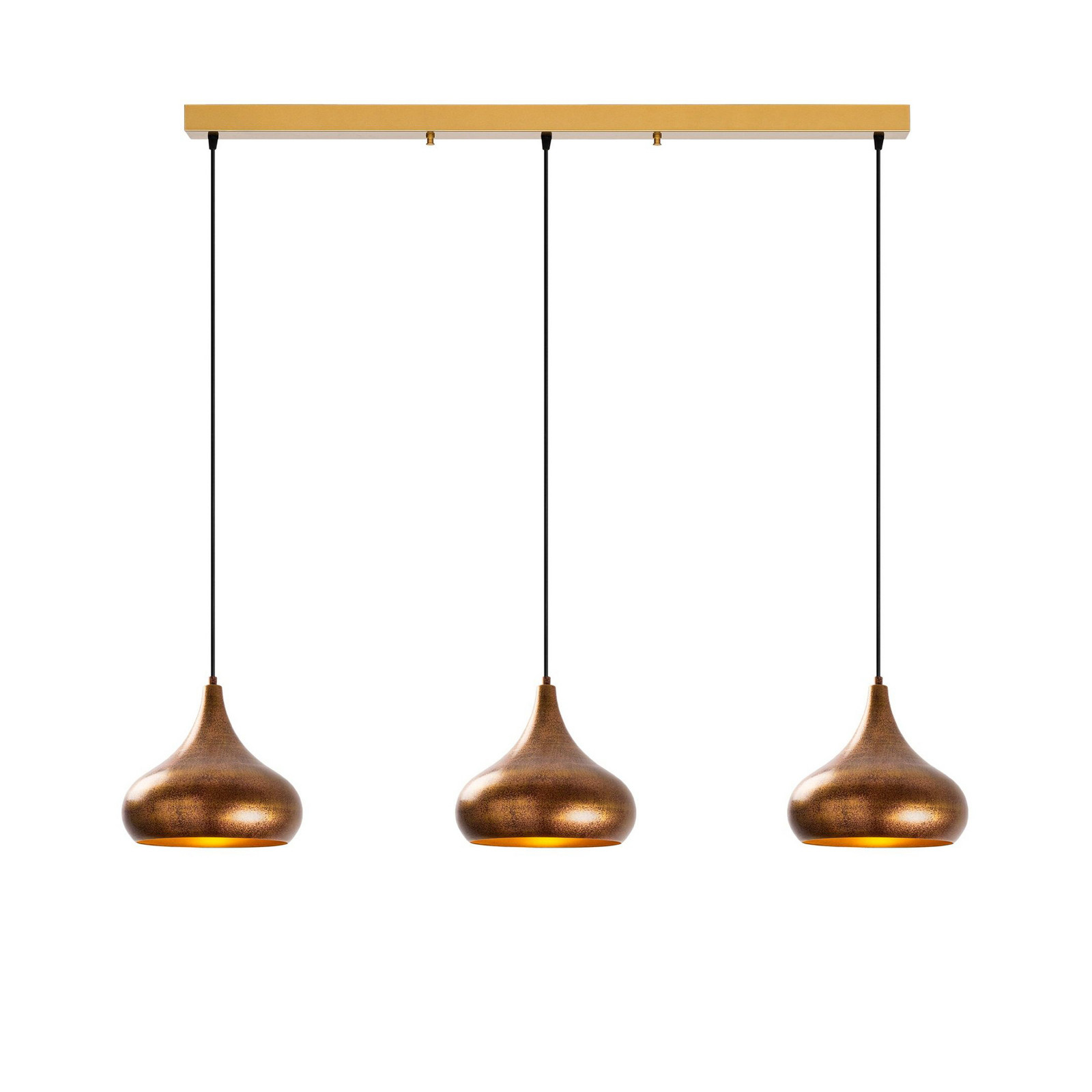 Muba pendant light, antique brass, length 120 cm, metal