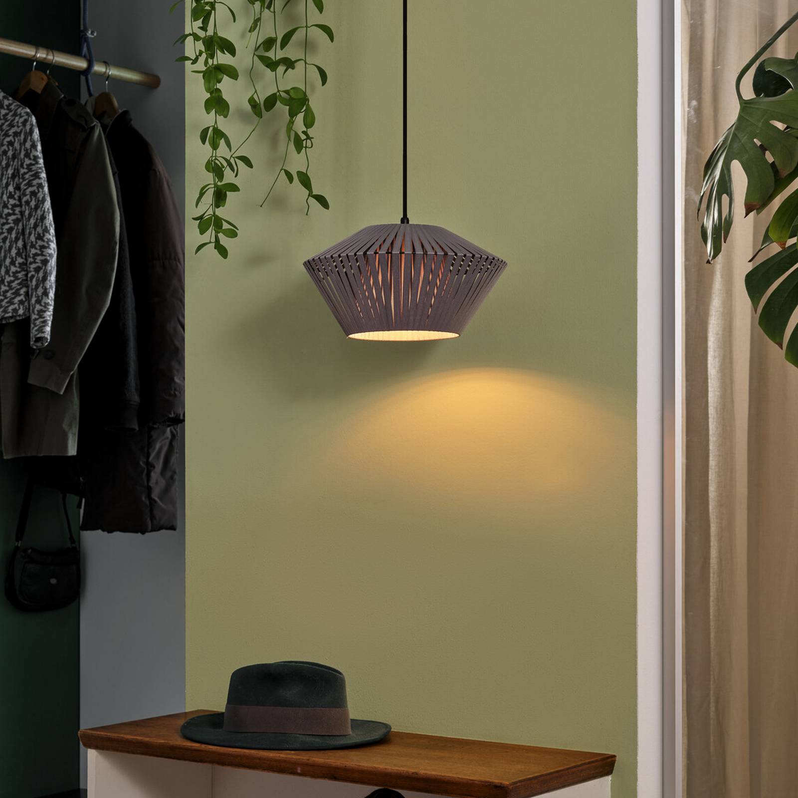 OSRAM Hängelampe Decor Stripes Ø 30,5 cm, grau, Textil, E27 günstig online kaufen