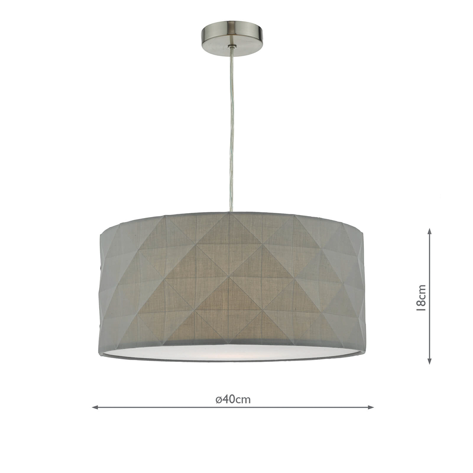 Aisha pendant light in grey with cotton shade