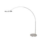 lámpara LED arqueada Ringlux, color acero, metal, CCT, atenuable