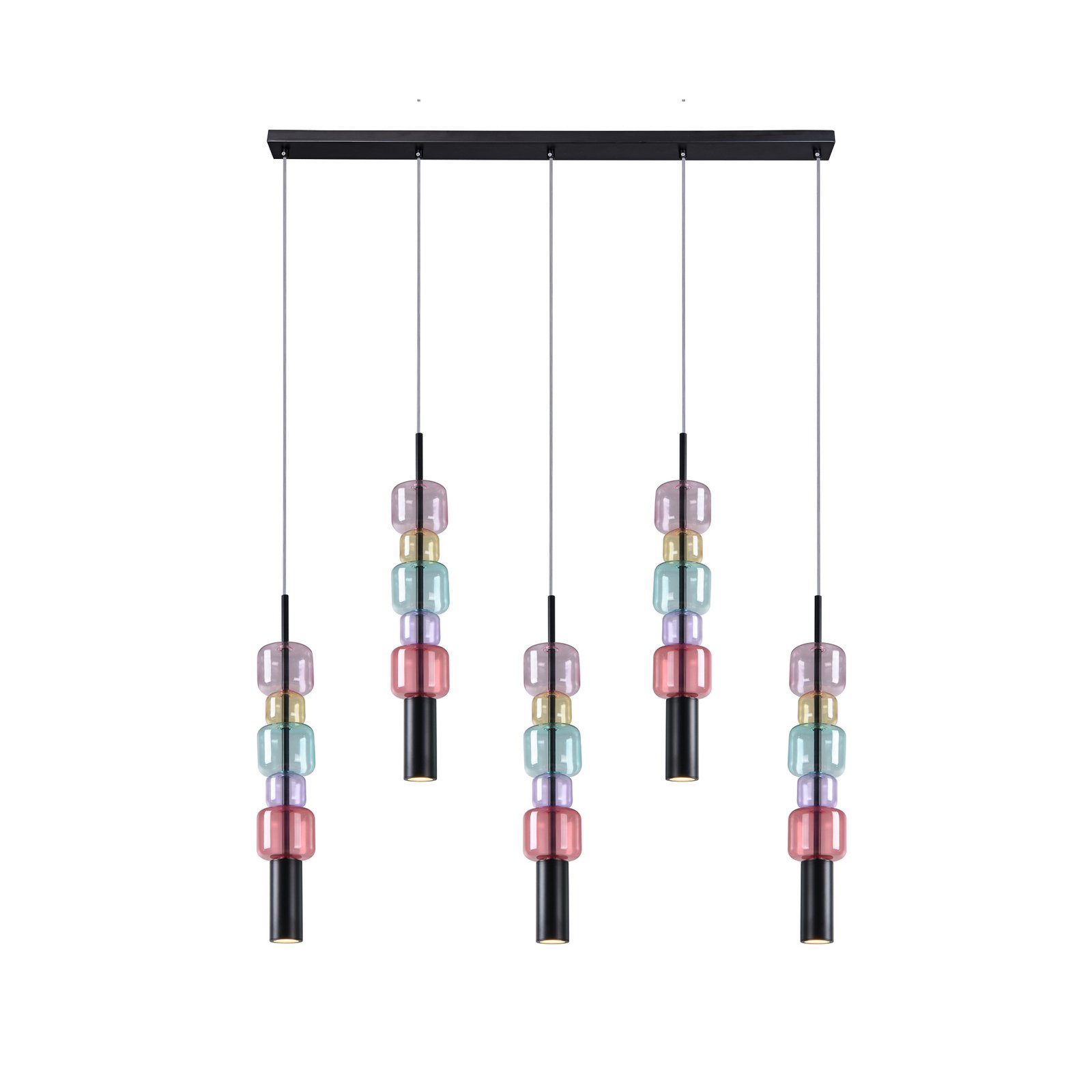 Candeeiro suspenso KARE Candy Bar Colore, vidro, 5 lâmpadas, GU10 Candeeiro suspenso KARE Candy Bar Colore, vidro, 5 lâmpadas, GU10