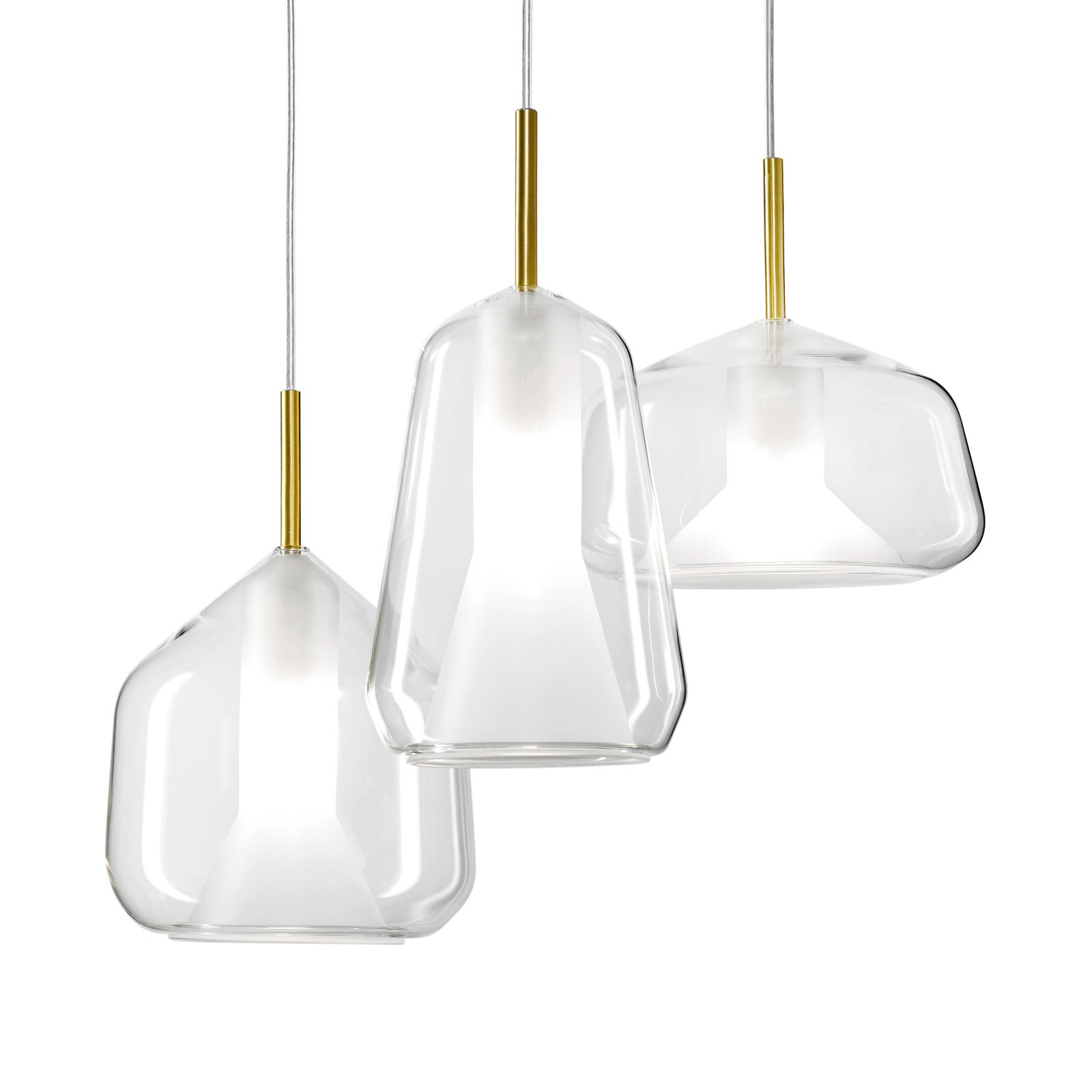 Sforzin X-Ray hanging light 3-bulb clear/clear/clear, for Living / Dining Room, glass, metal, G9, 40 W, energy efficiency: A++