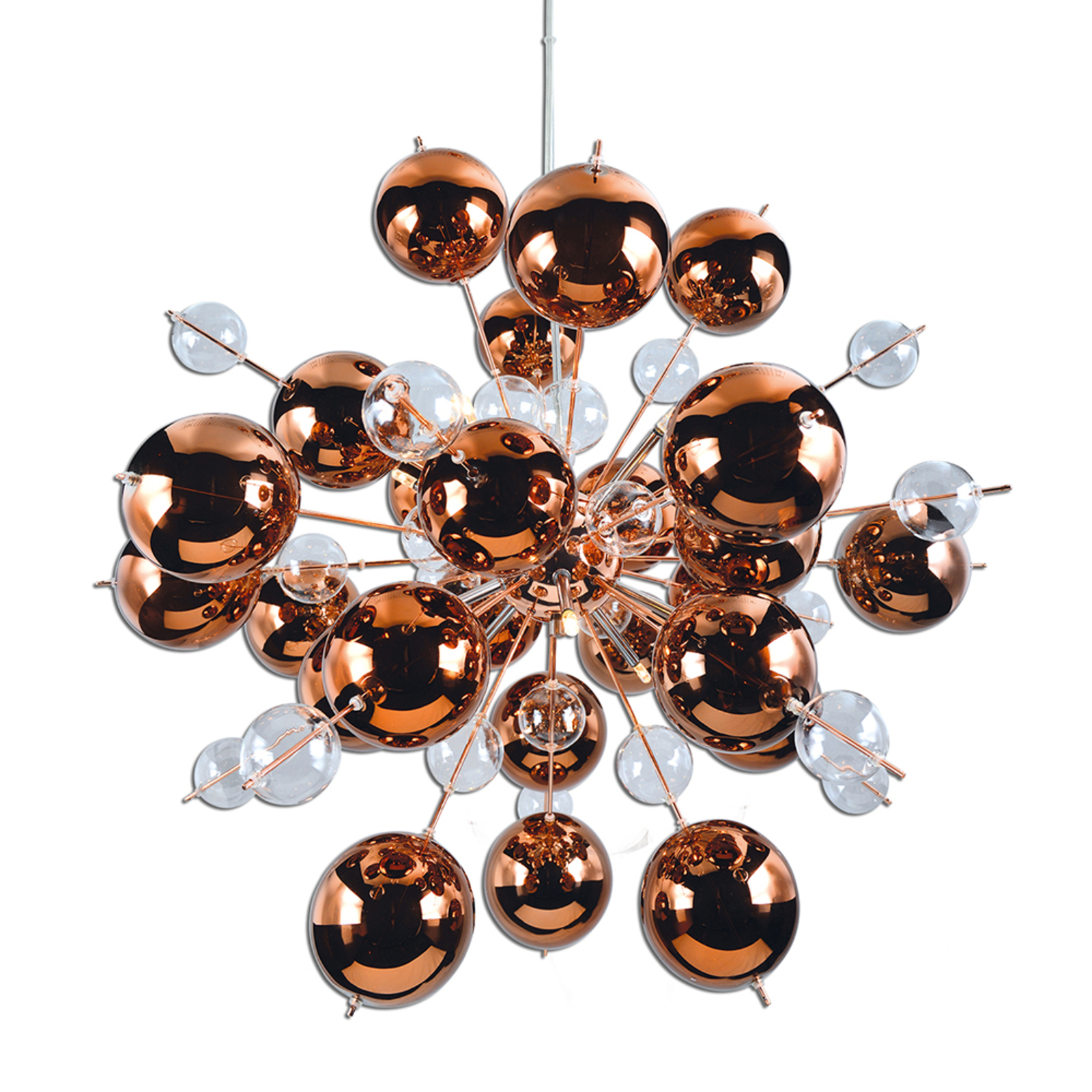 Lámpara colgante Explosion con esferas en cobre