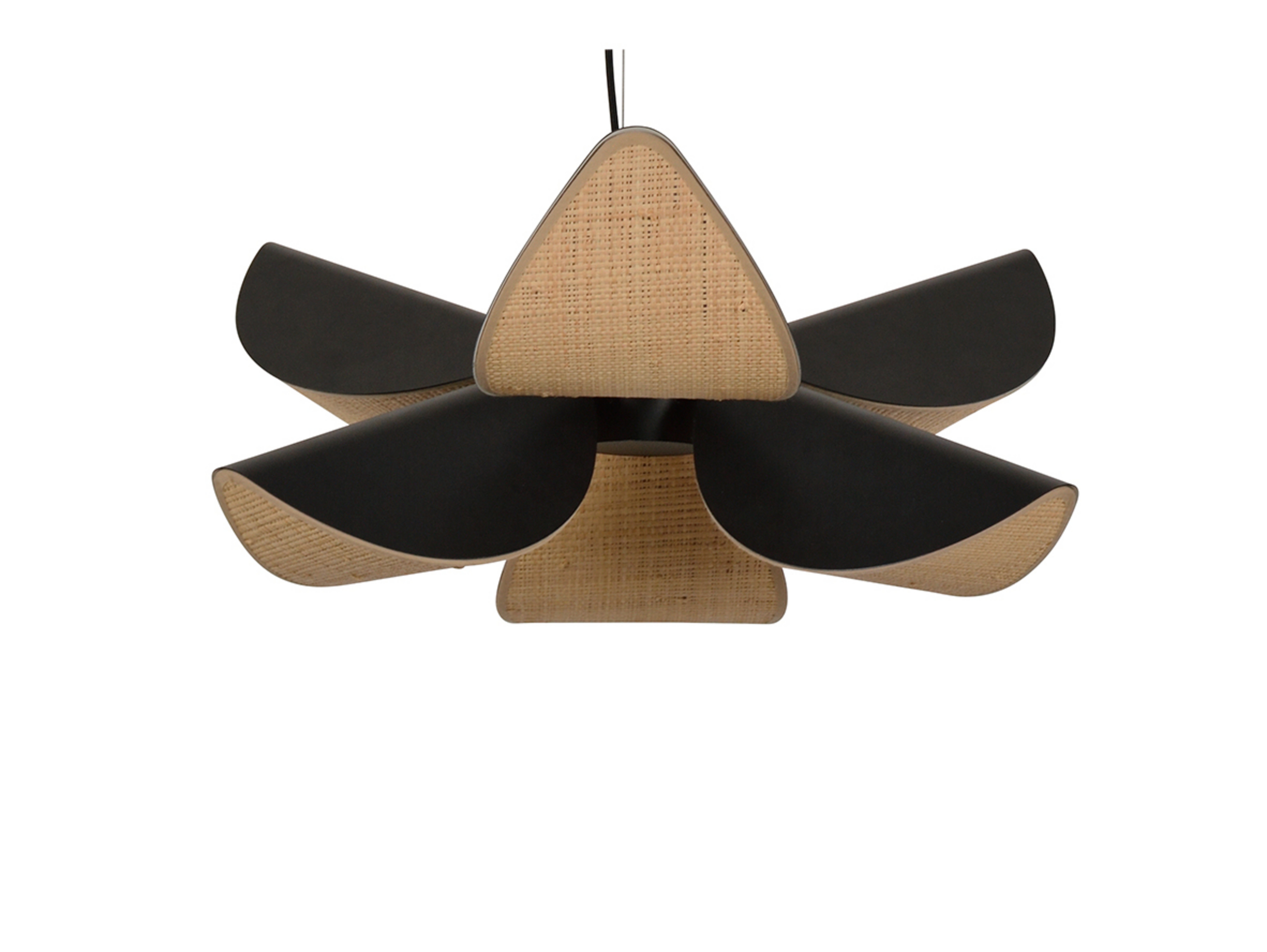 Suspension Lys L à 6 lampes, noire, métal/bois - Forestier