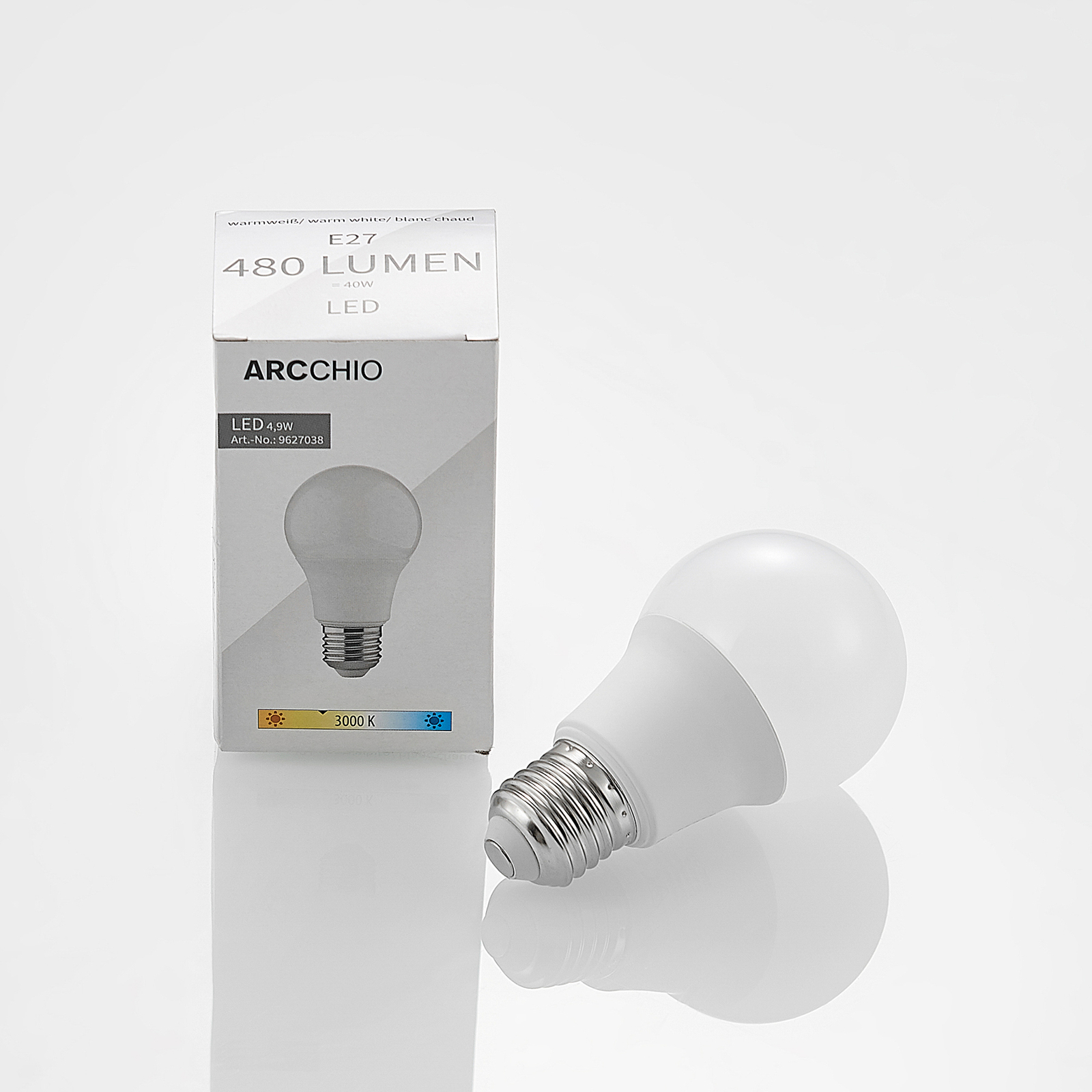 LED bulb E27 A60 4.9 W 3,000 K opal 10-pack