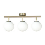 Plafondlamp Drum, koffie, 3-lamps, glas, lengte 46 cm