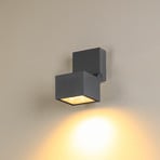 Φωτιστικό τοίχου SLV LED S-Cube, ανθρακί, αλουμίνιο, πλάτος 9,5 cm, CCT