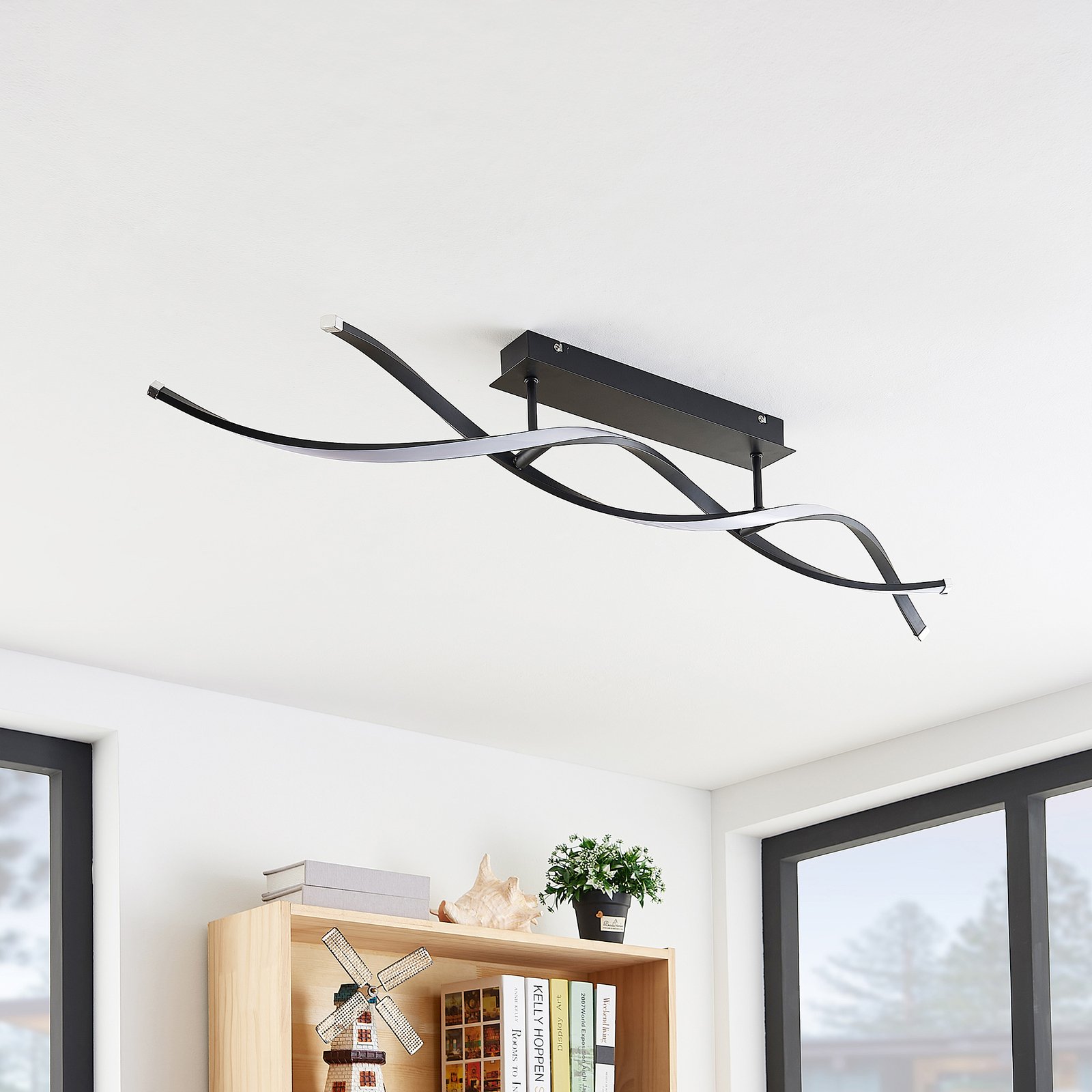 Welina LED Lámpara de Techo Matt Black - Lindby