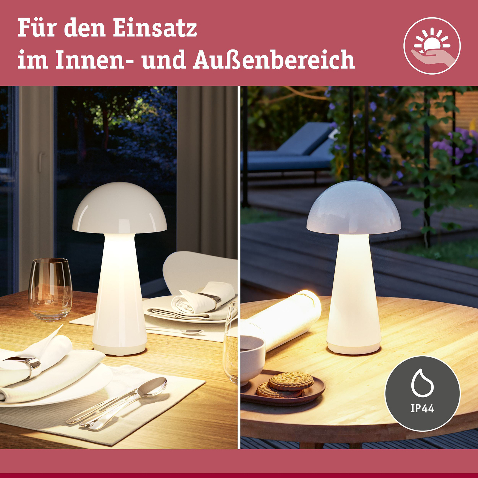 Onzo Portable Stolní Lampa 3-Step-Dim IP44 2700K Bílá - Paulmann