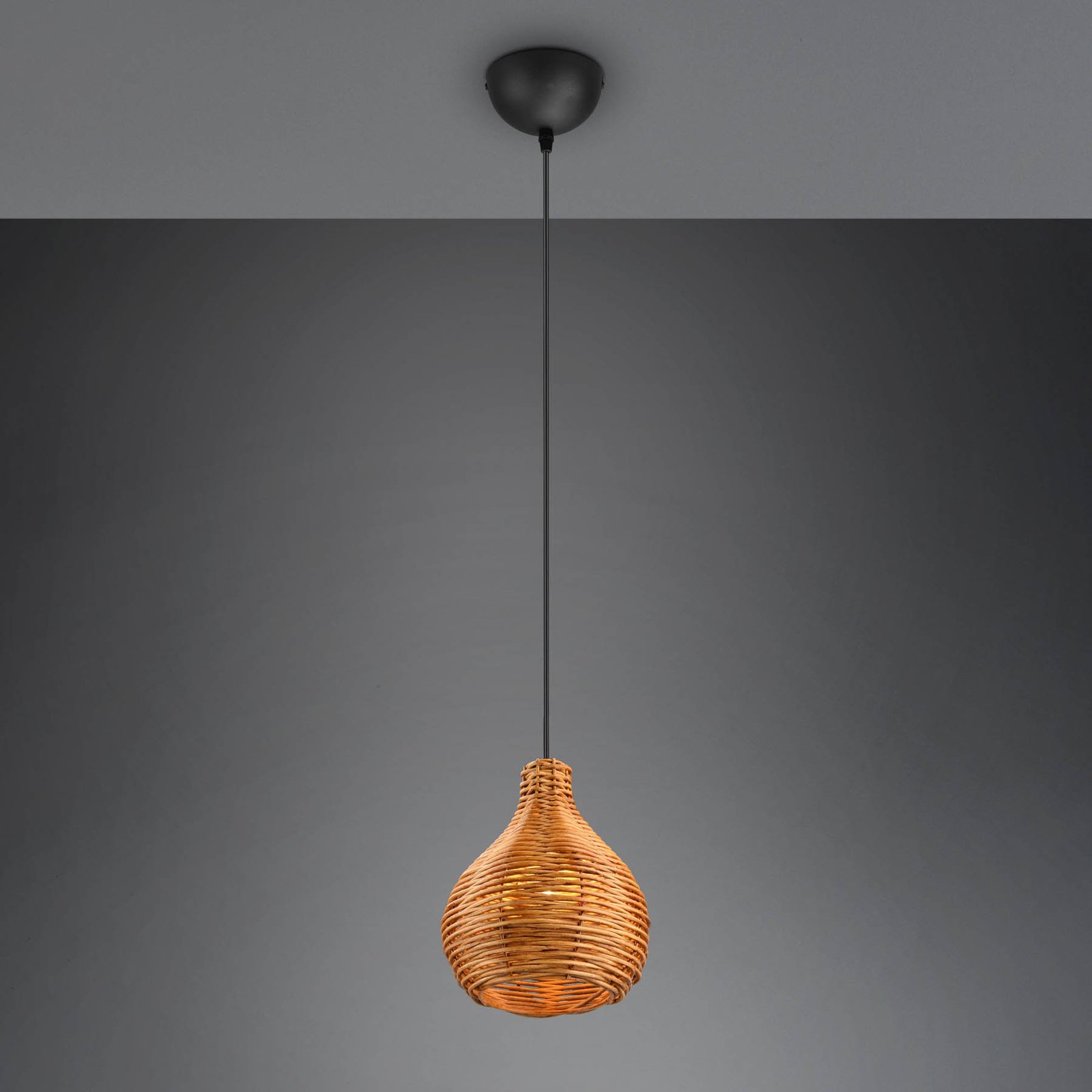 Sprout pendant light made of rattan, 1-bulb