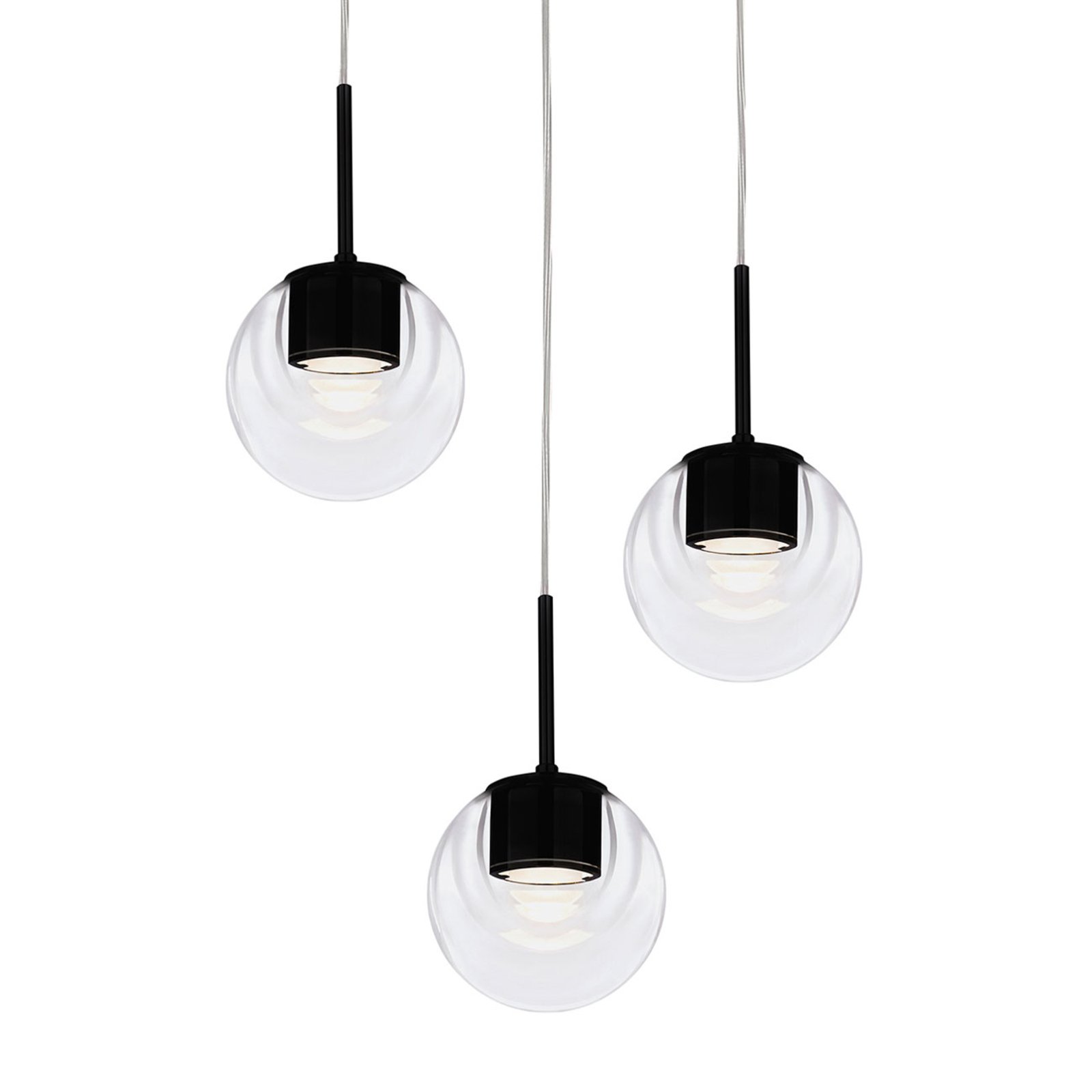 kdln LED-Hängeleuchte Dew, 3-flammig, Ø 25 cm, Glas