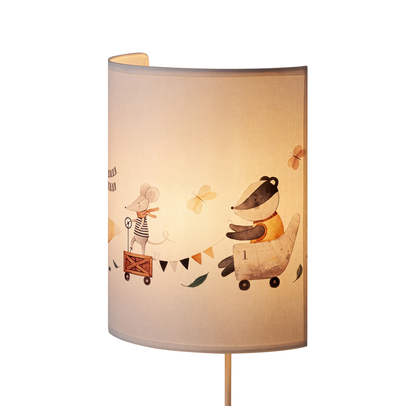 Candeeiro de parede Kids Print branco/colorido, 24 cm, com ficha, em tecido - Candeeiro de parede Kids Print branco/colorido, 24 cm, com ficha, em tecido -