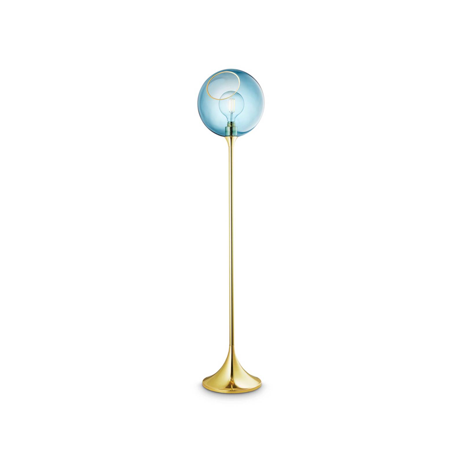 DESIGN BY US Stojací lampa Ballroom, modrá, sklo, ručně foukané, stmívatelné