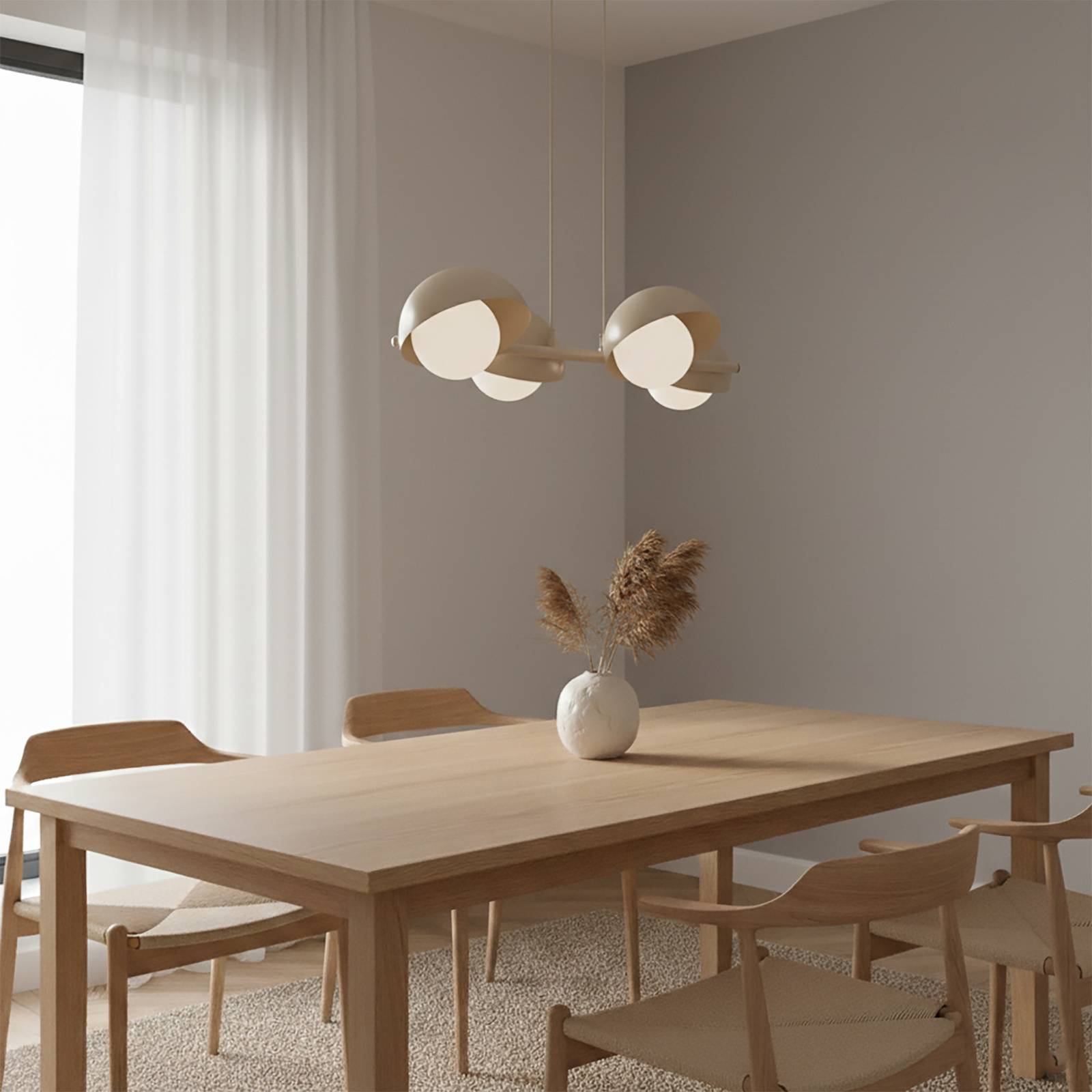 Hängeleuchte Boom 4, beige, Glas/Stahl, Länge 60 cm günstig online kaufen