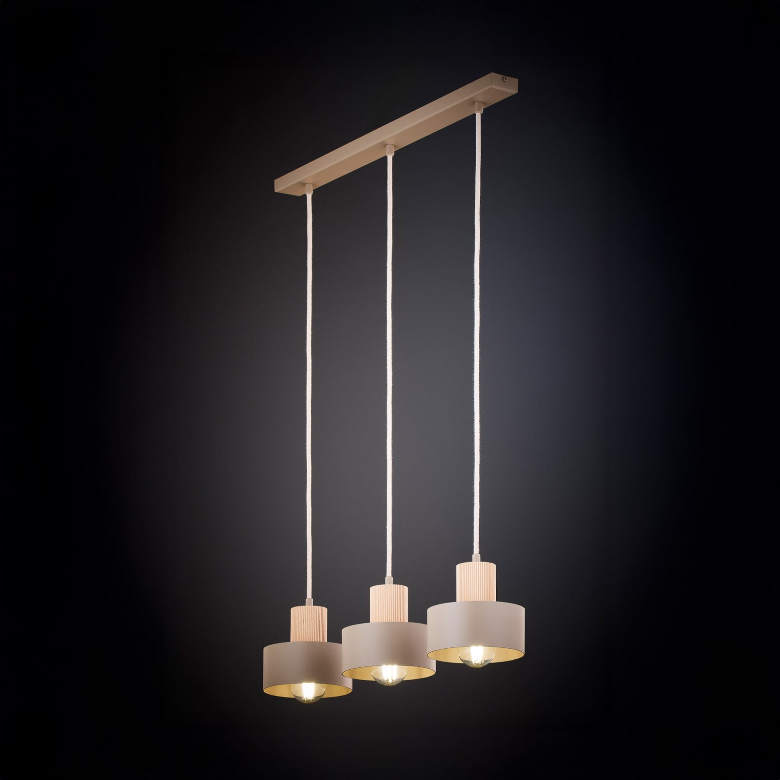 Rif Wood hengelampe, lengde 67 cm, beige/bøk – SIGMA