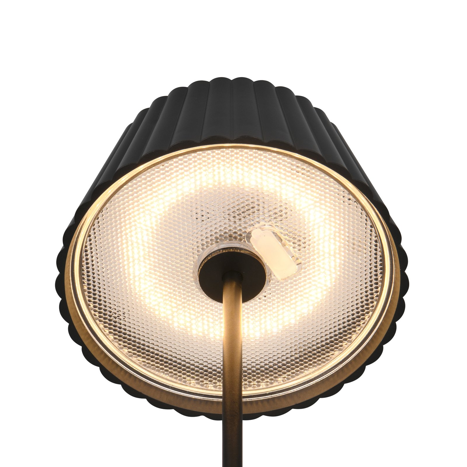 Suarez LED genopladelig gulvlampe, sort, højde 123 cm, metal
