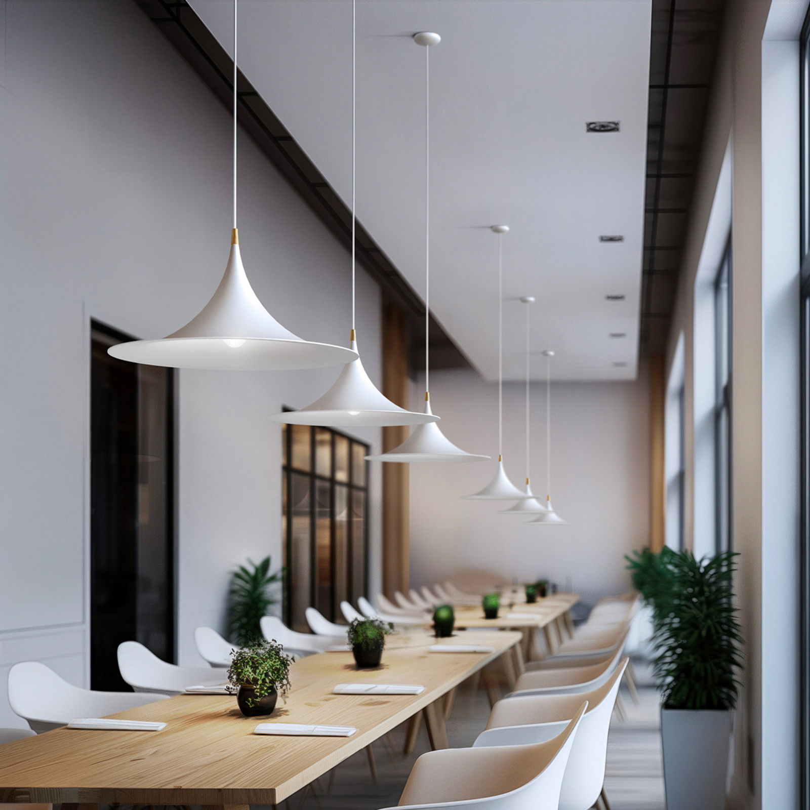 Linea Light Lampă suspendată Morgana alb/nichel metal Ø 48 cm E27 - Camera de zi / sufragerie - Modern - alb nichel - Aluminiu