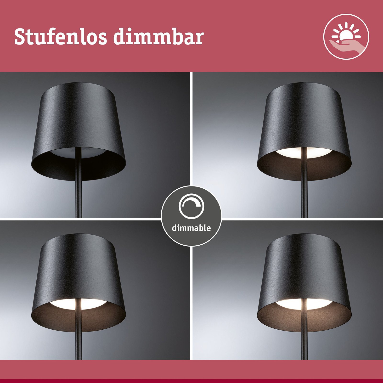 Gilo Portable Lampe de Table IP44 Matt Noir - Paulmann