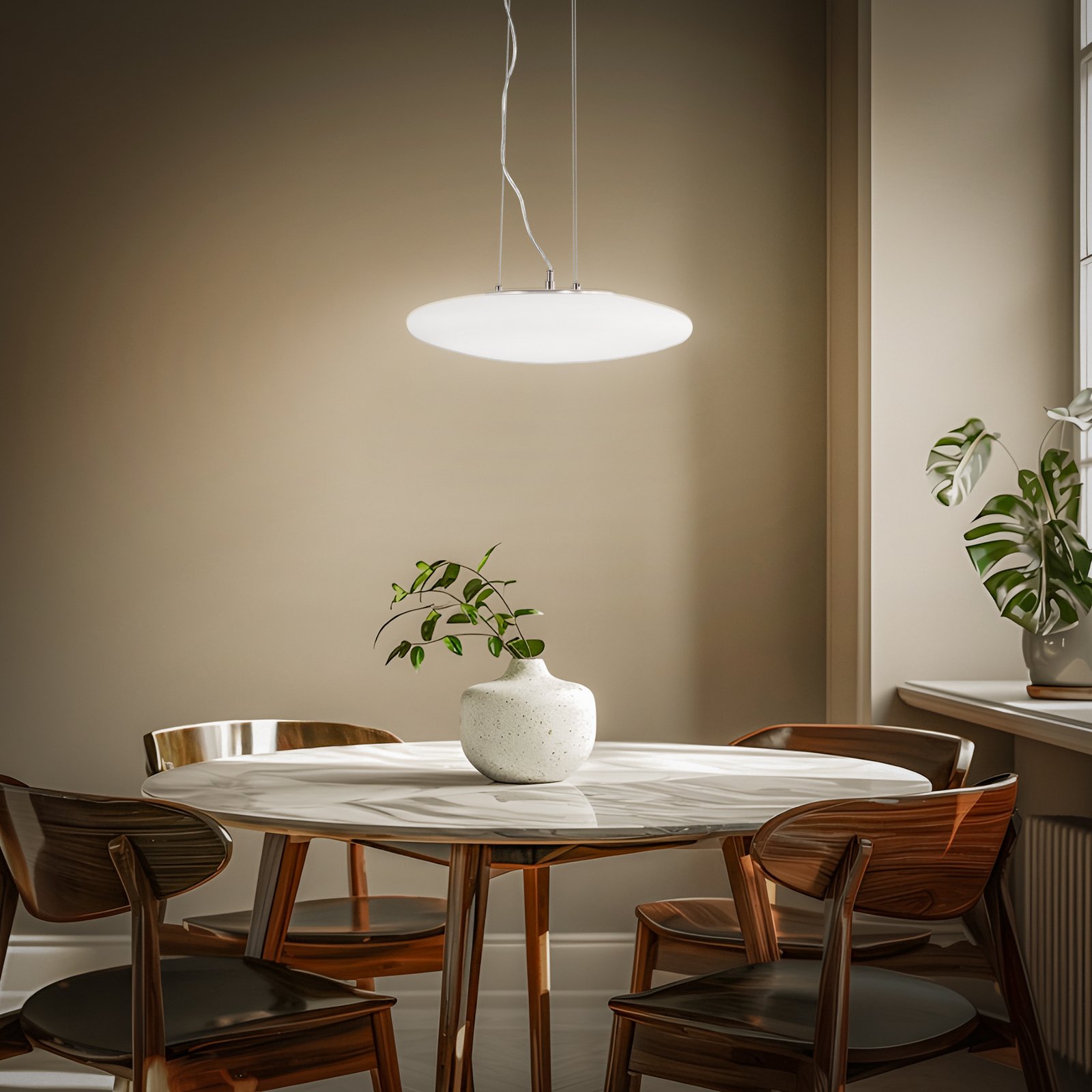 Lindby LED hanglamp Gunda, wit, glas, Ø 47 cm, dimbaar