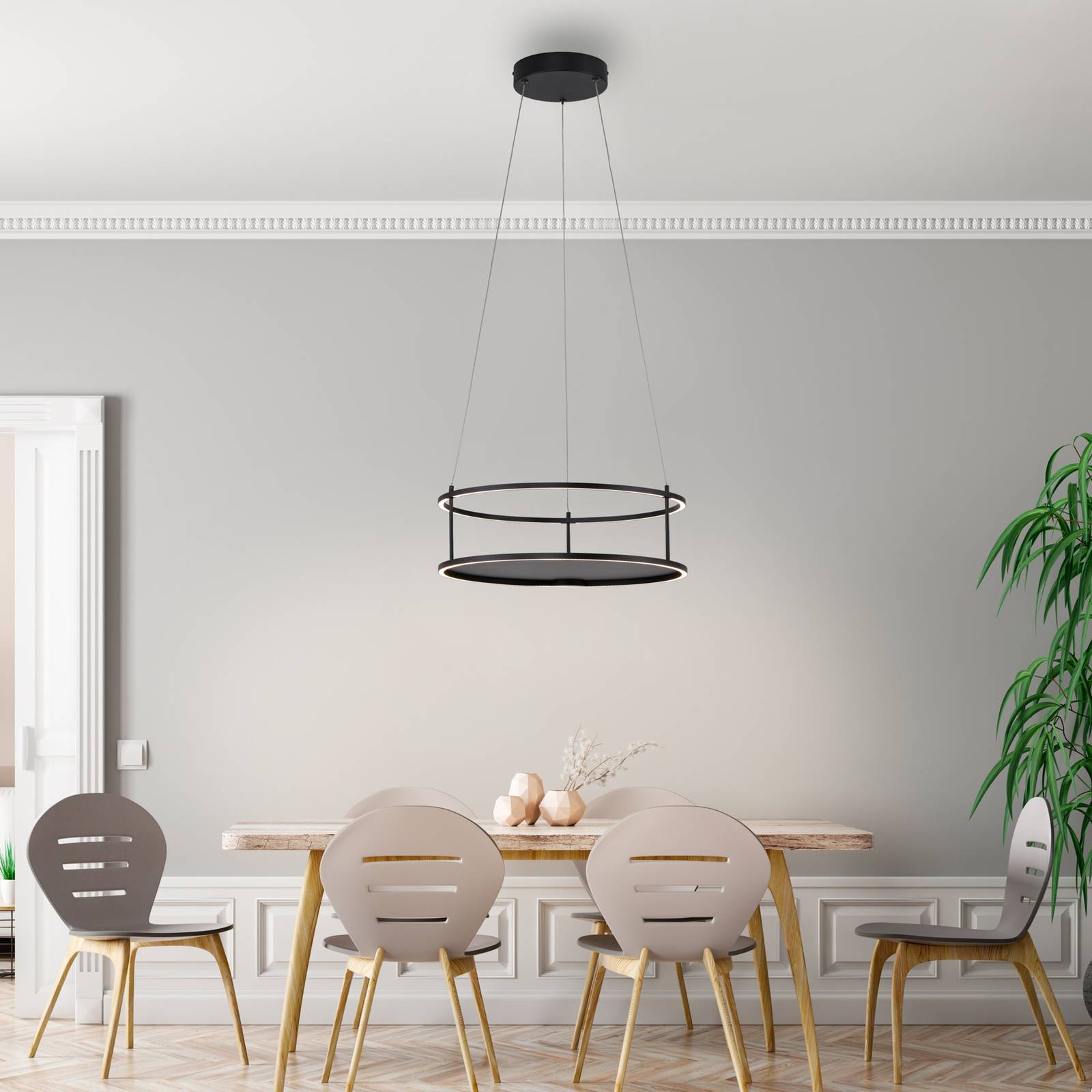 Paul Neuhaus LED-Pendellampe Contura, schwarz, Ø 50 cm günstig online kaufen