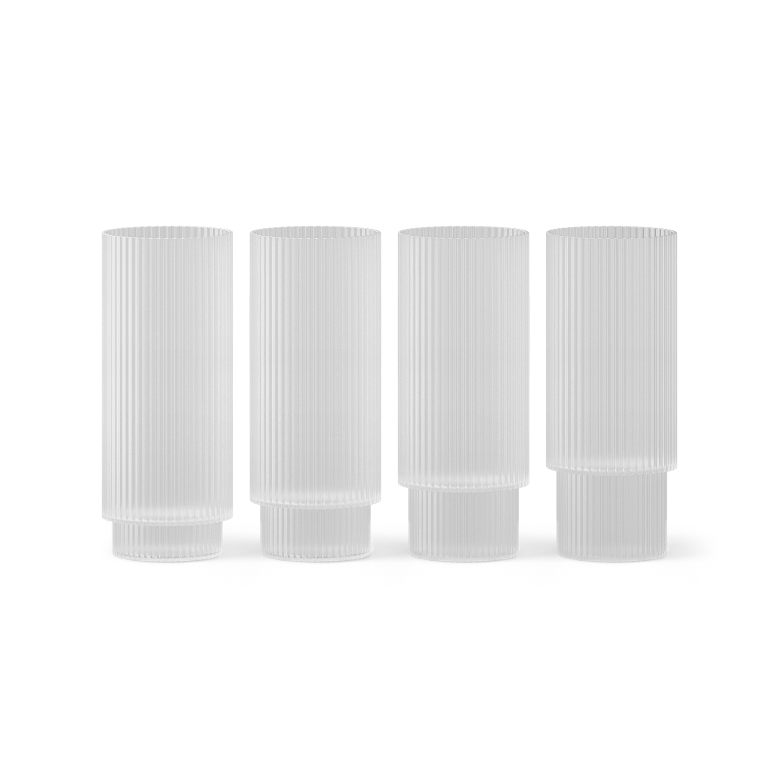 ferm LIVING Longdrink glass Ripple, white, 300 ml, glass, set of 4