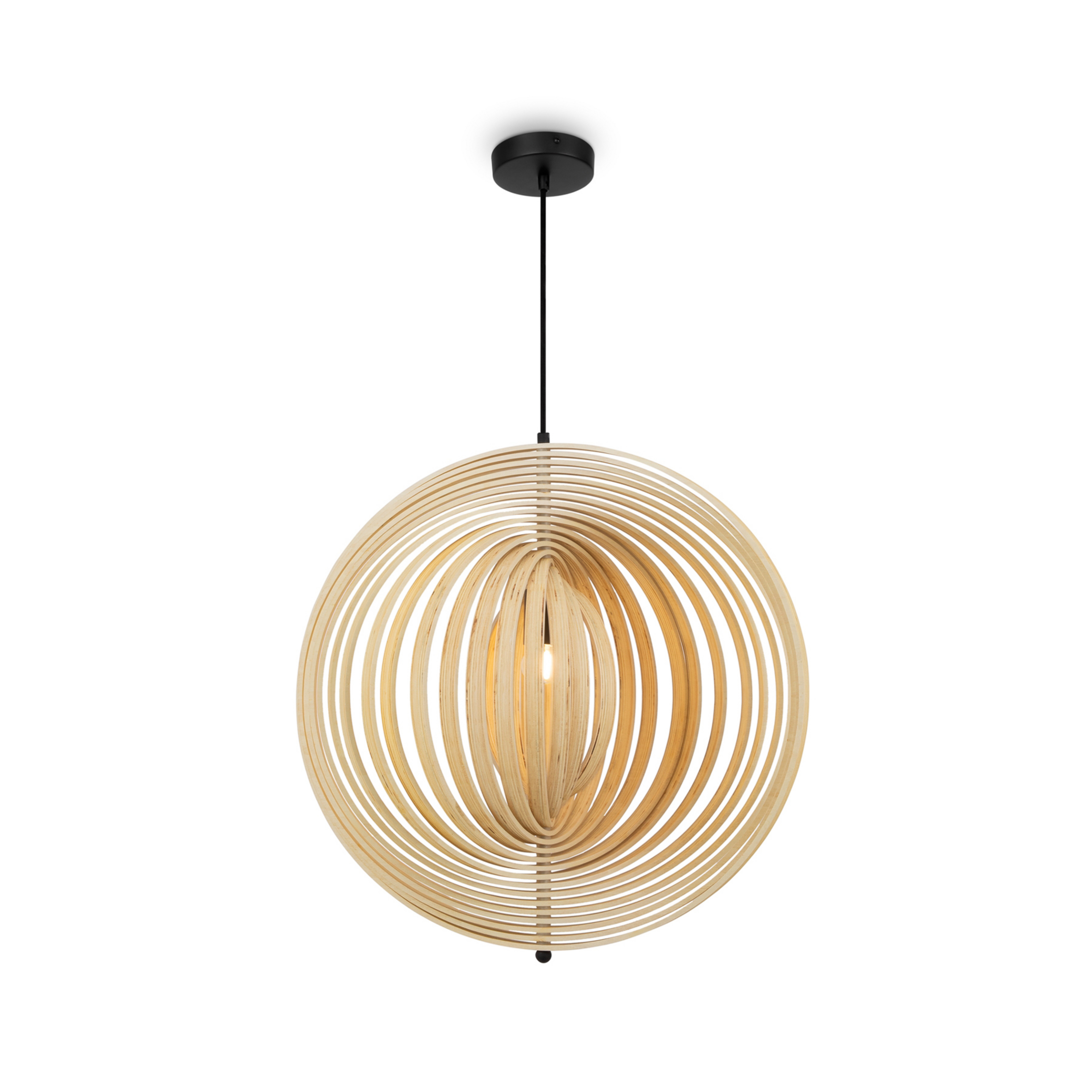 Lampa wisząca Maytoni Roots, kształt kulisty, Ø 60 cm, drewno/czarny