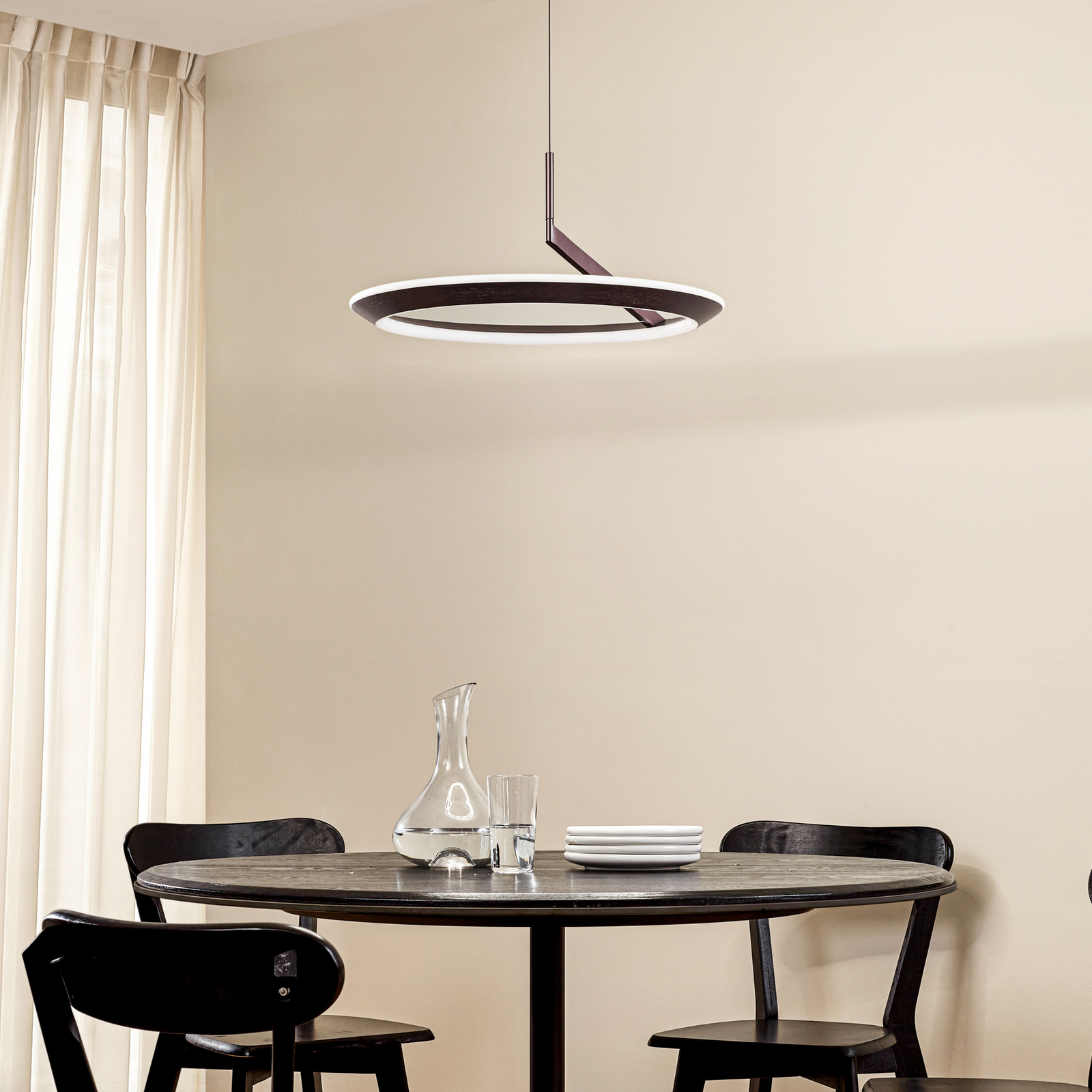 Lucande LED-Hängeleuchte Eldra, kaffeebraun, Ø 55 cm, CCT